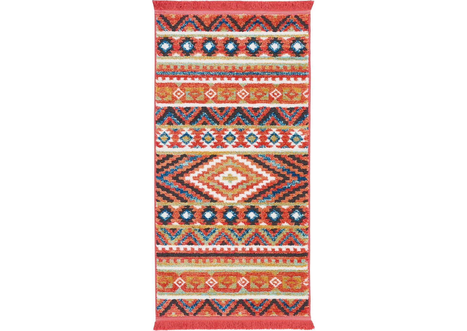Nourison South Western 2' X 4' Orange Multicolor Tribal Area Rug,Nourison