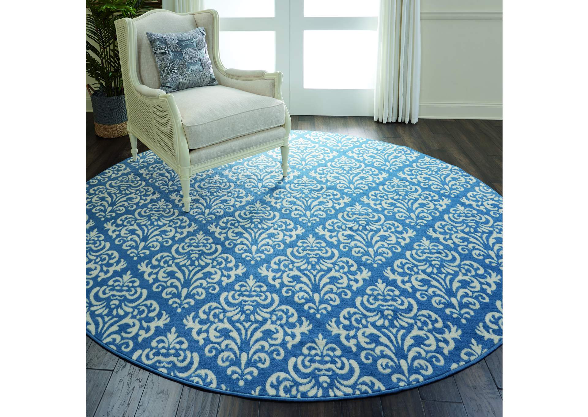 Nourison Grafix GRF06 Blue 8' Round Large Rug,Nourison