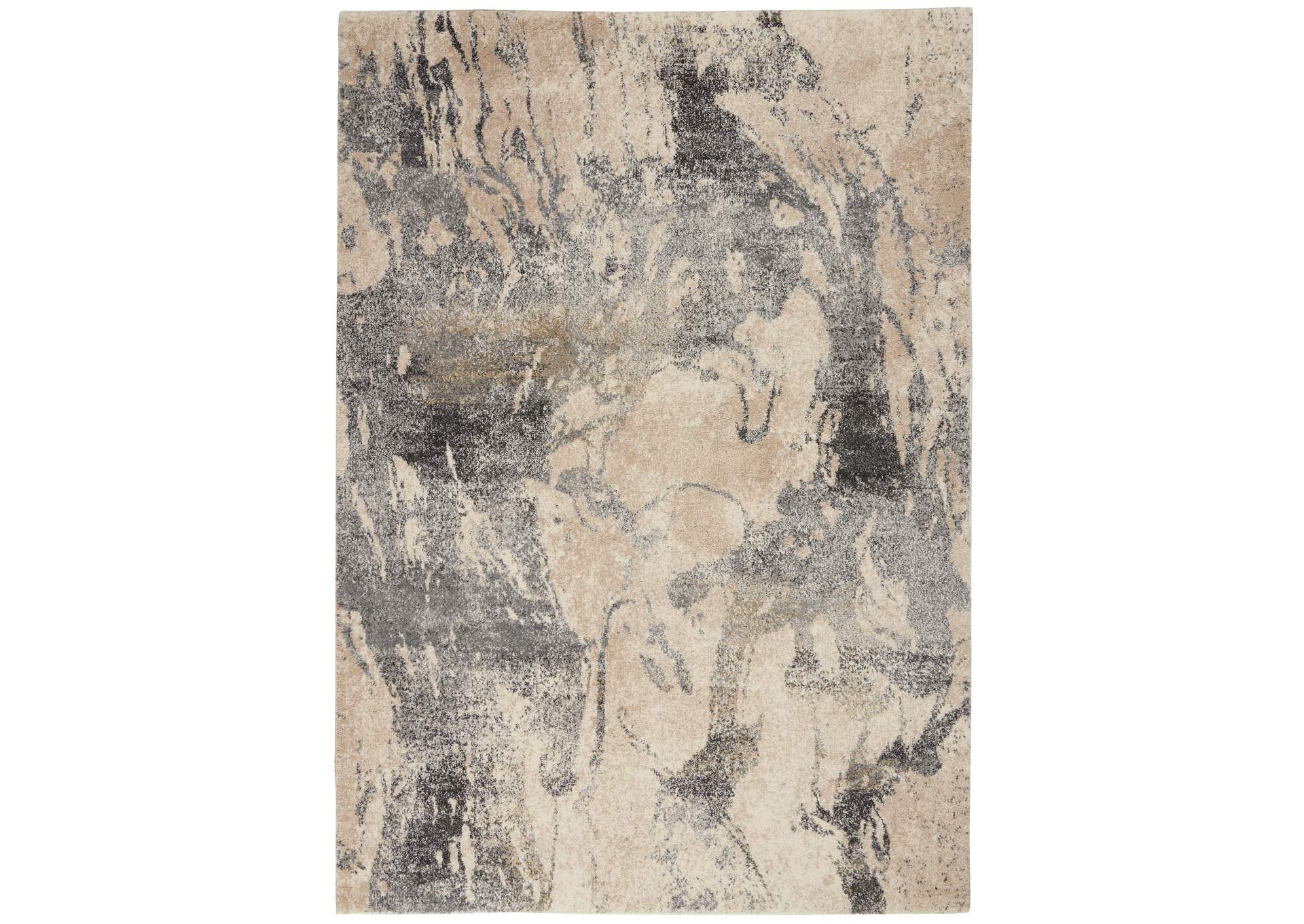 Nourison Fusion FSS16 Beige and Grey 4'x6' Low-pile Shag Area Rug,Nourison