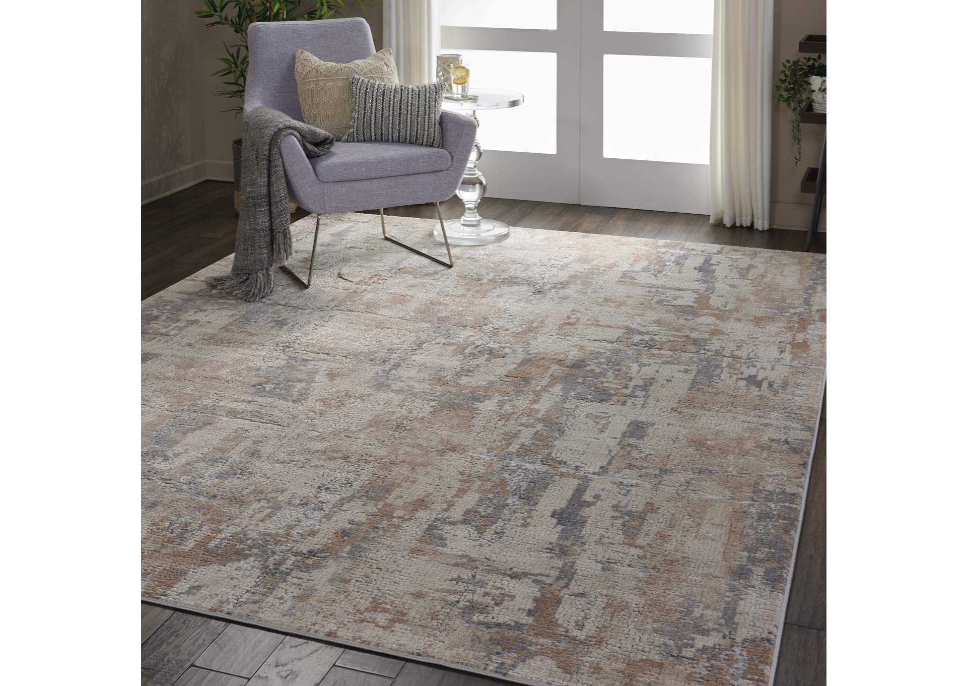 Nourison Rustic Textures RUS06 Beige and Grey 8'x11' Oversized Rug,Nourison