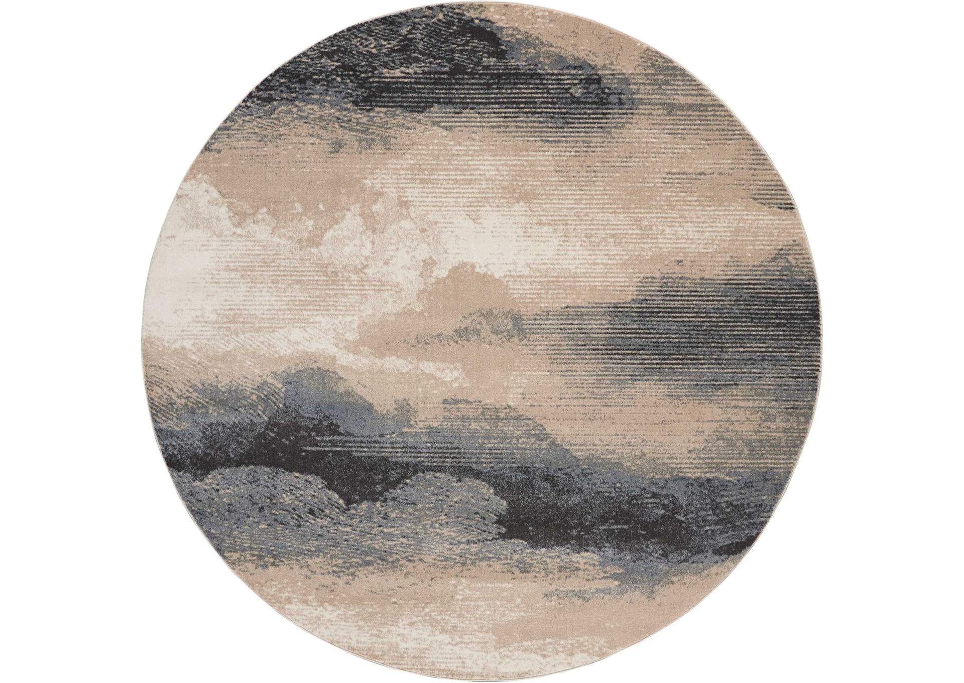 Nourison Maxell MAE06 Grey and Ivory 8' Round Large Stormcloud Rug,Nourison