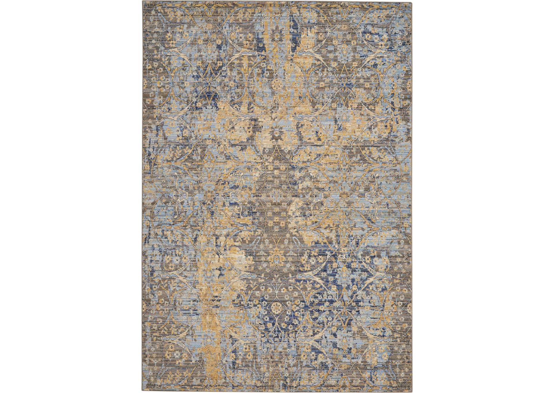 Nourison Majestic 6'x8' Beige and Blue Vintage Area Rug,Nourison