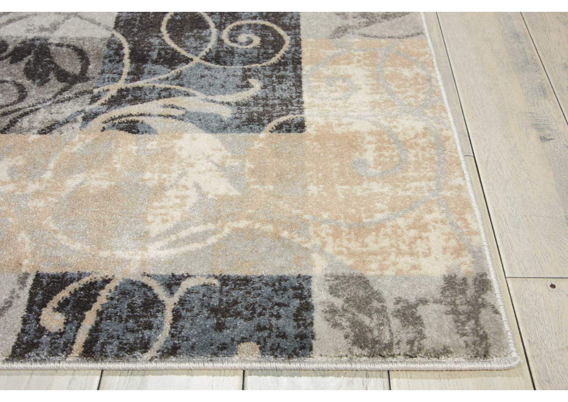 Nourison Maxell MAE03 Black and Beige 8' Runner Hallway Rug,Nourison