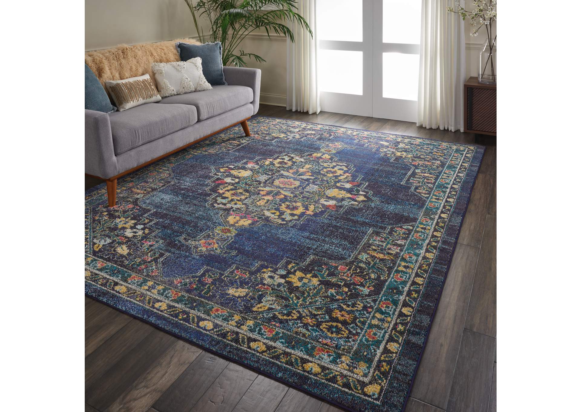Nourison Passionate PST01 Dark Blue Multicolor 8'x10' Large Rug,Nourison