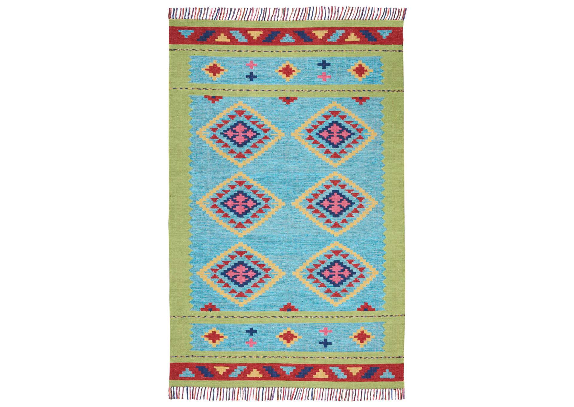 Nourison Baja BAJ02 Blue and Green 4'x6' Southwestern Area Rug,Nourison