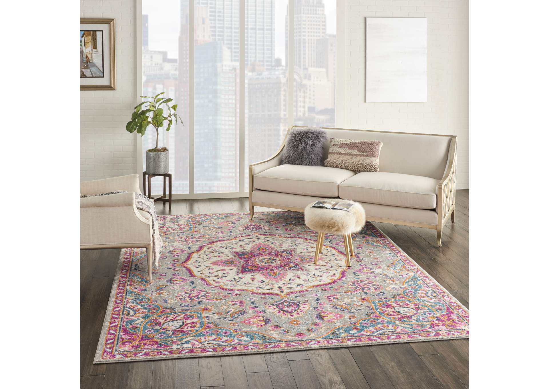 Nourison Passion Bohemian Grey Multi Colored Area Rug,Nourison