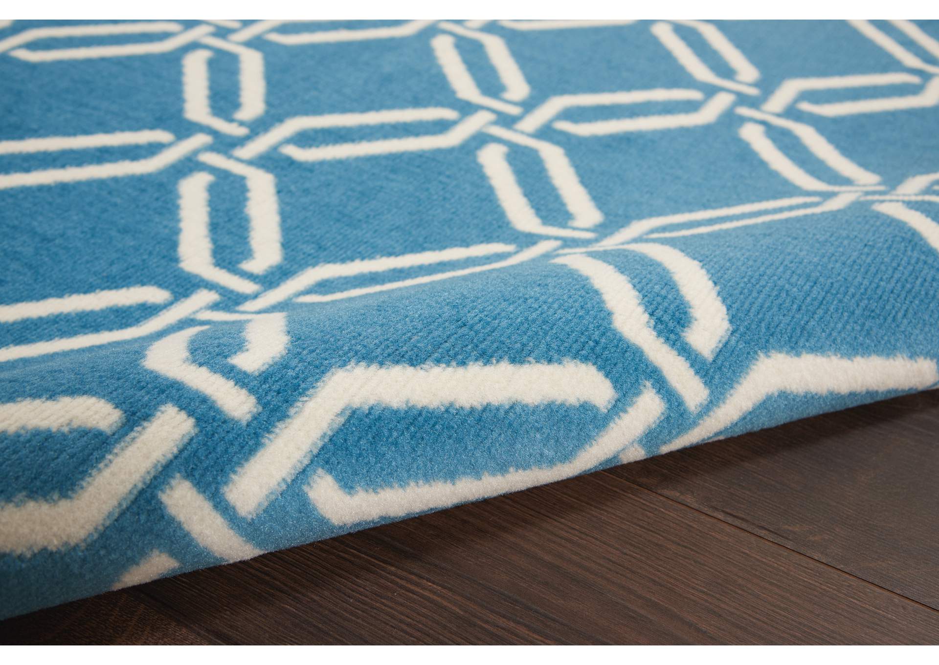 Nourison Jubilant JUB17 Blue 5'x7' Mid-century Area Rug,Nourison