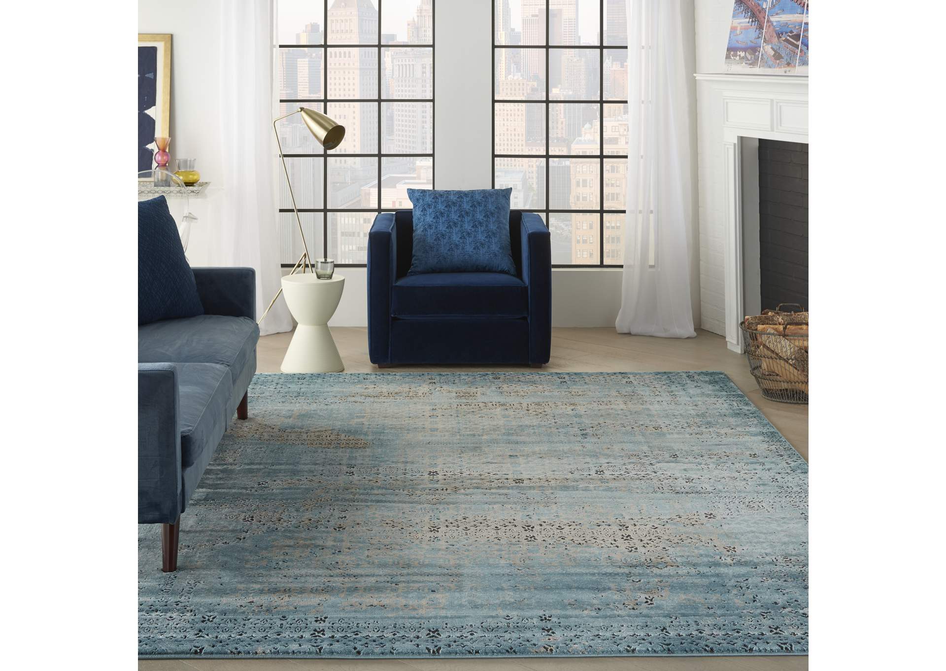 Nourison Karma KRM01 Blue 8'x11' Oversized Rug,Nourison