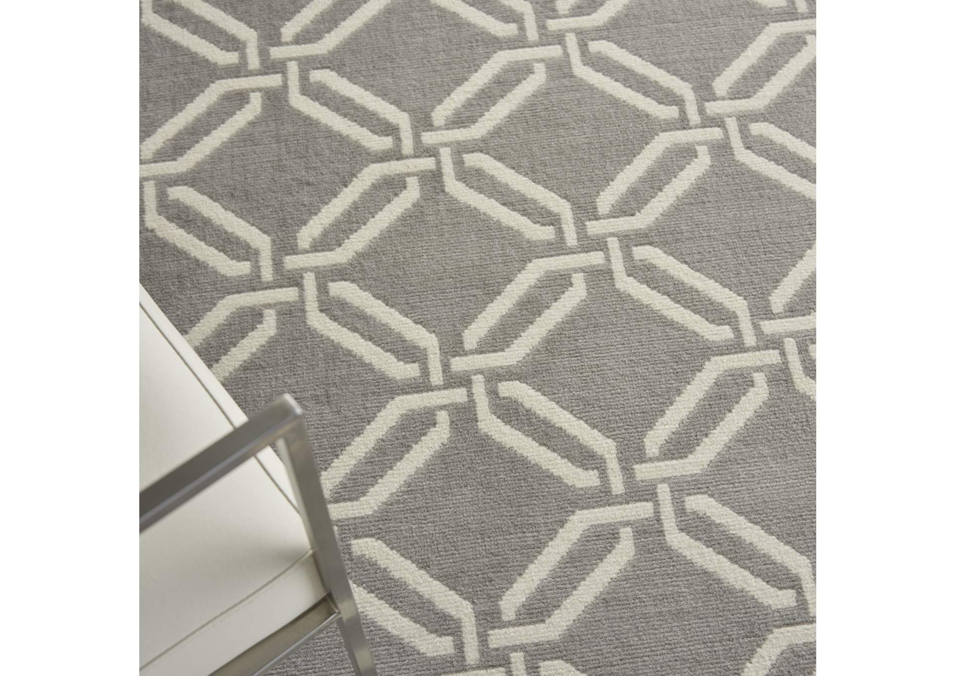 Nourison Jubilant JUB17 Grey 5'x7' Mid-century Area Rug,Nourison