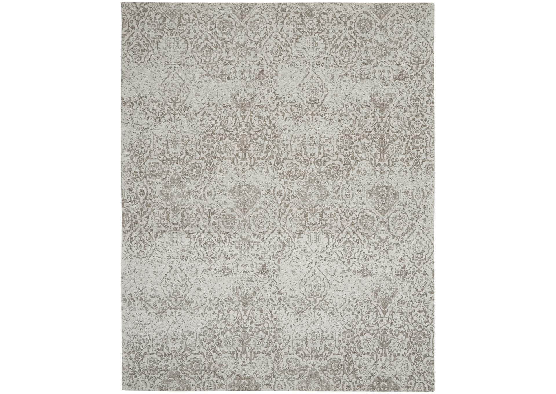 Nourison Damask DAS06 White 8'x10' Large Flat Rug,Nourison