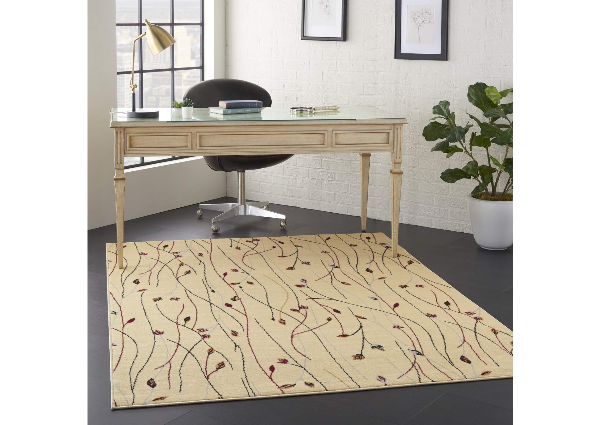 Nourison Grafix GRF15 Cream White 5'x7' Area Rug,Nourison