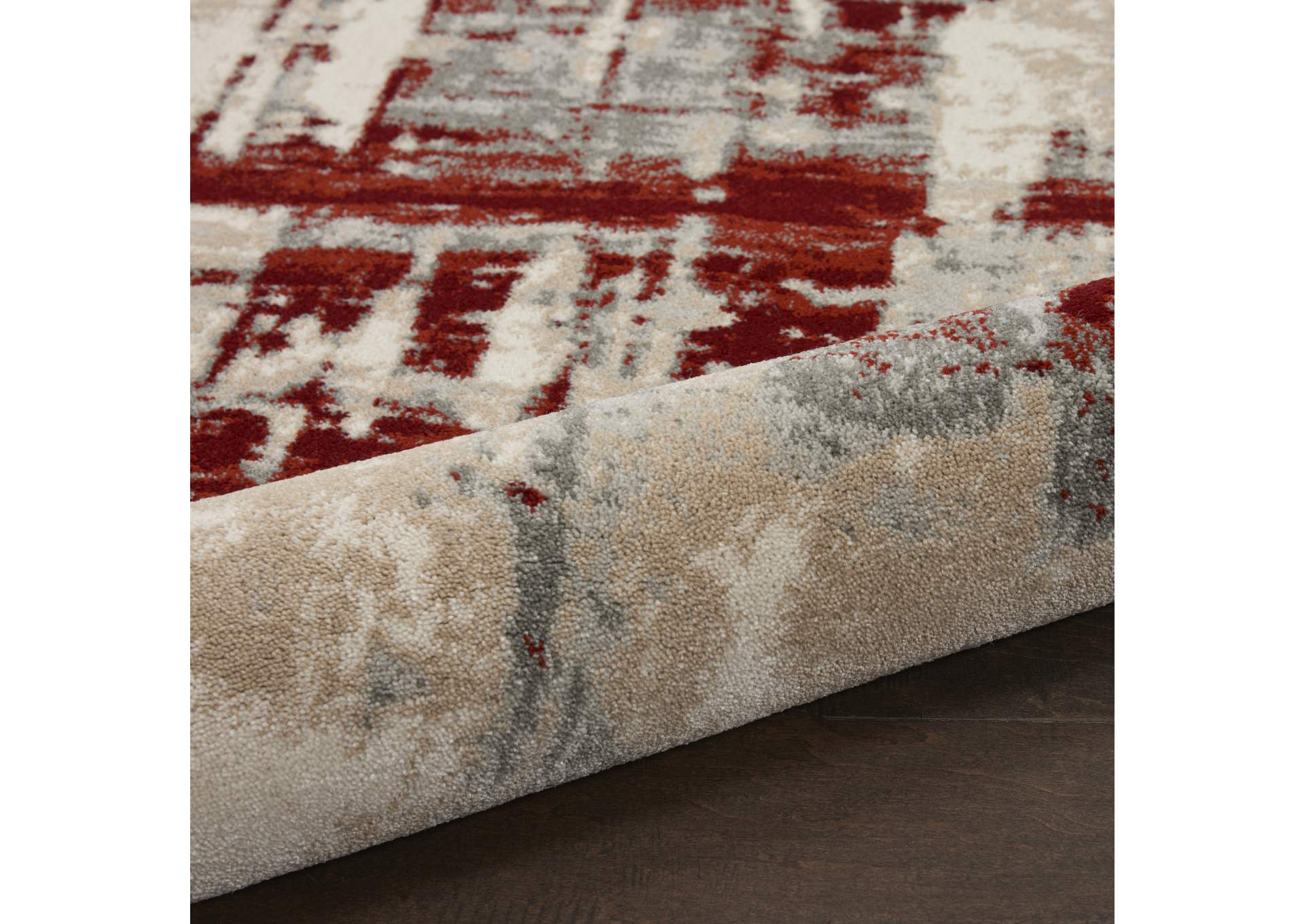Nourison Maxell MAE14 White and Red 4'x6' Area Rug,Nourison