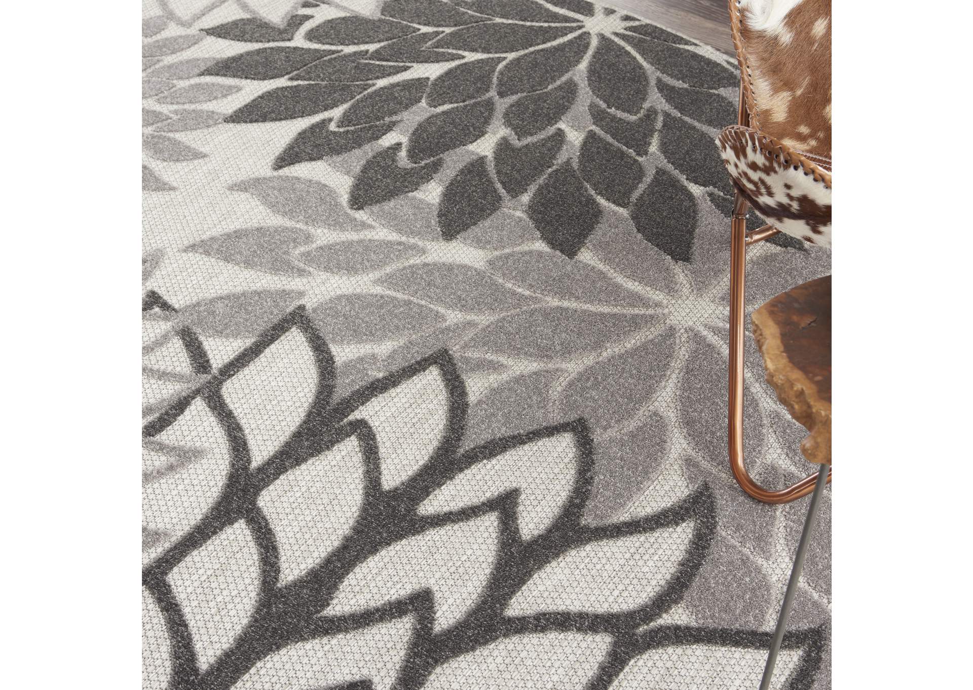 Nourison Aloha 8' Round Silver Grey Area Rug,Nourison