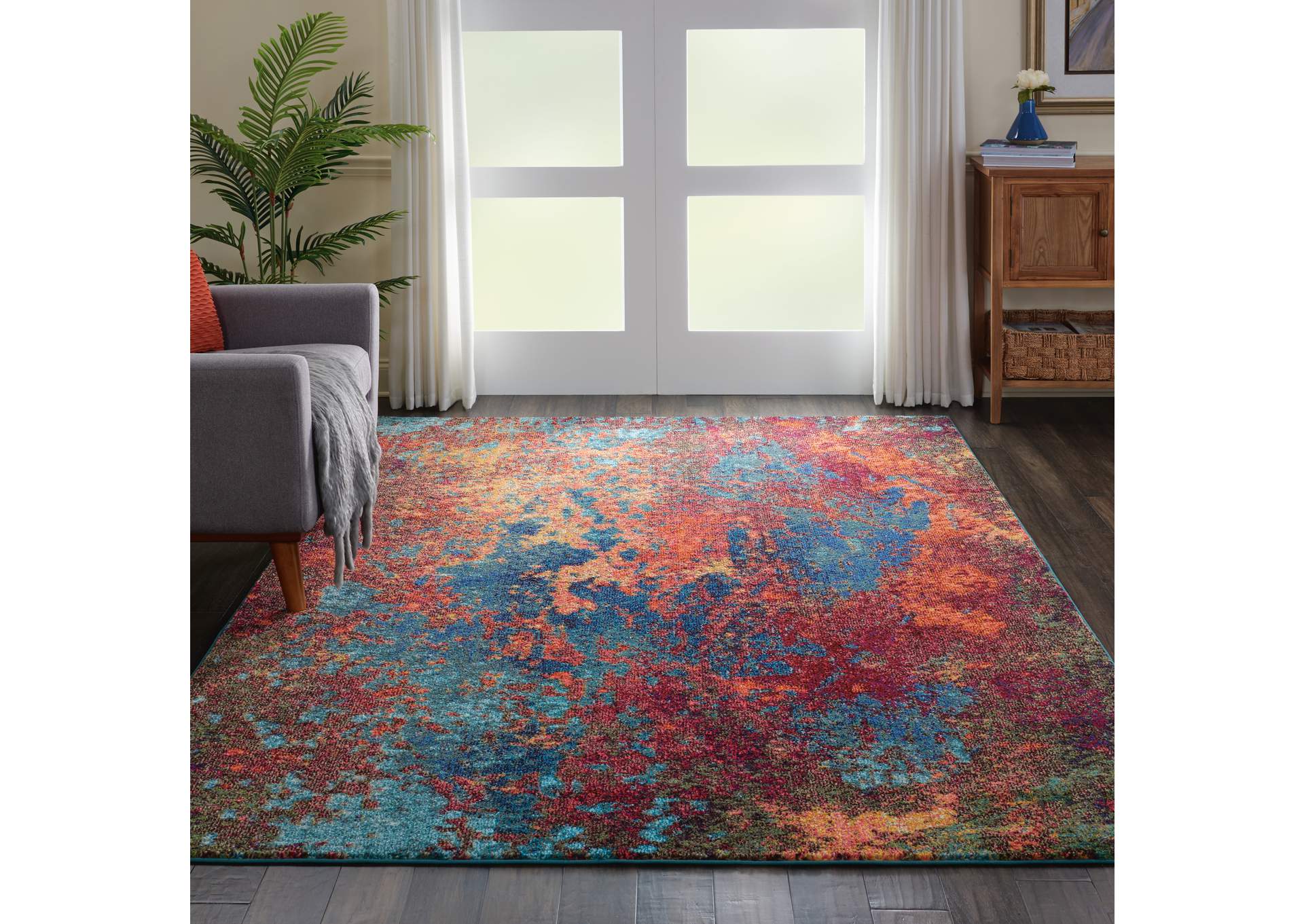 Nourison Celestial CES08 Blue and Red 8'x11' Oversized Rug,Nourison