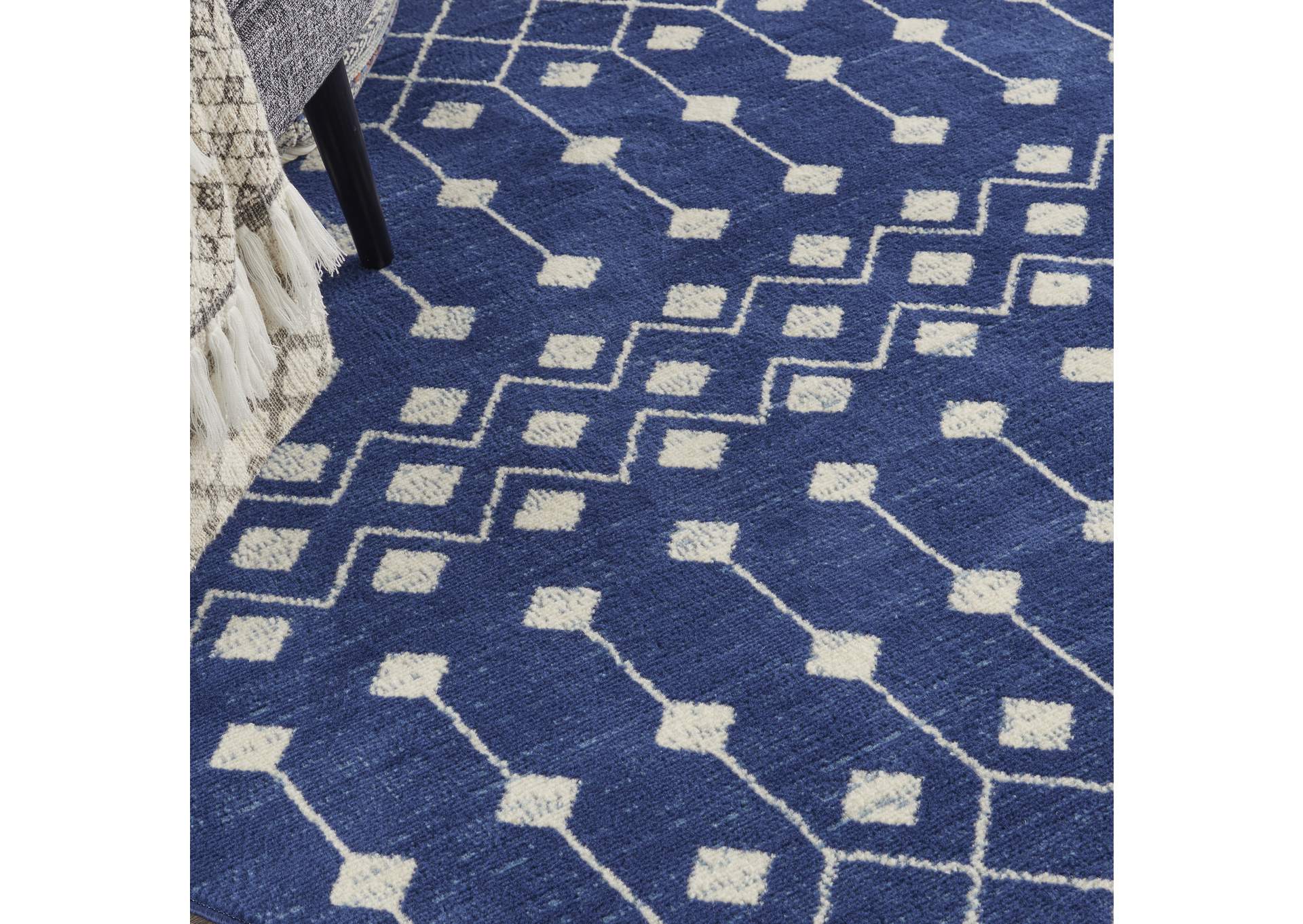 Nourison Grafix 5' Round Navy Area Rug,Nourison