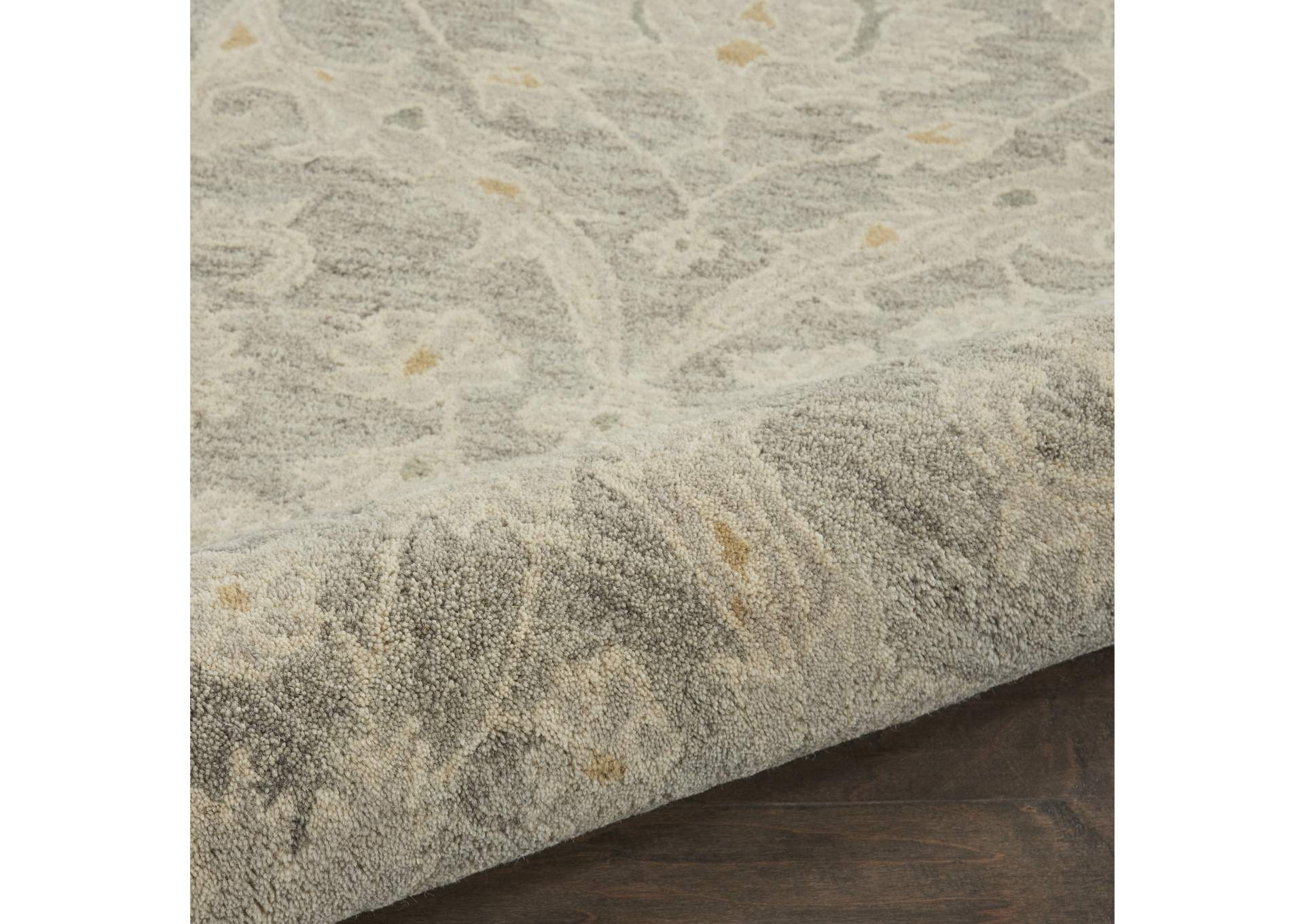 Nourison Jazmine JAZ03 Grey 10' Runner Wool Hallway Rug,Nourison