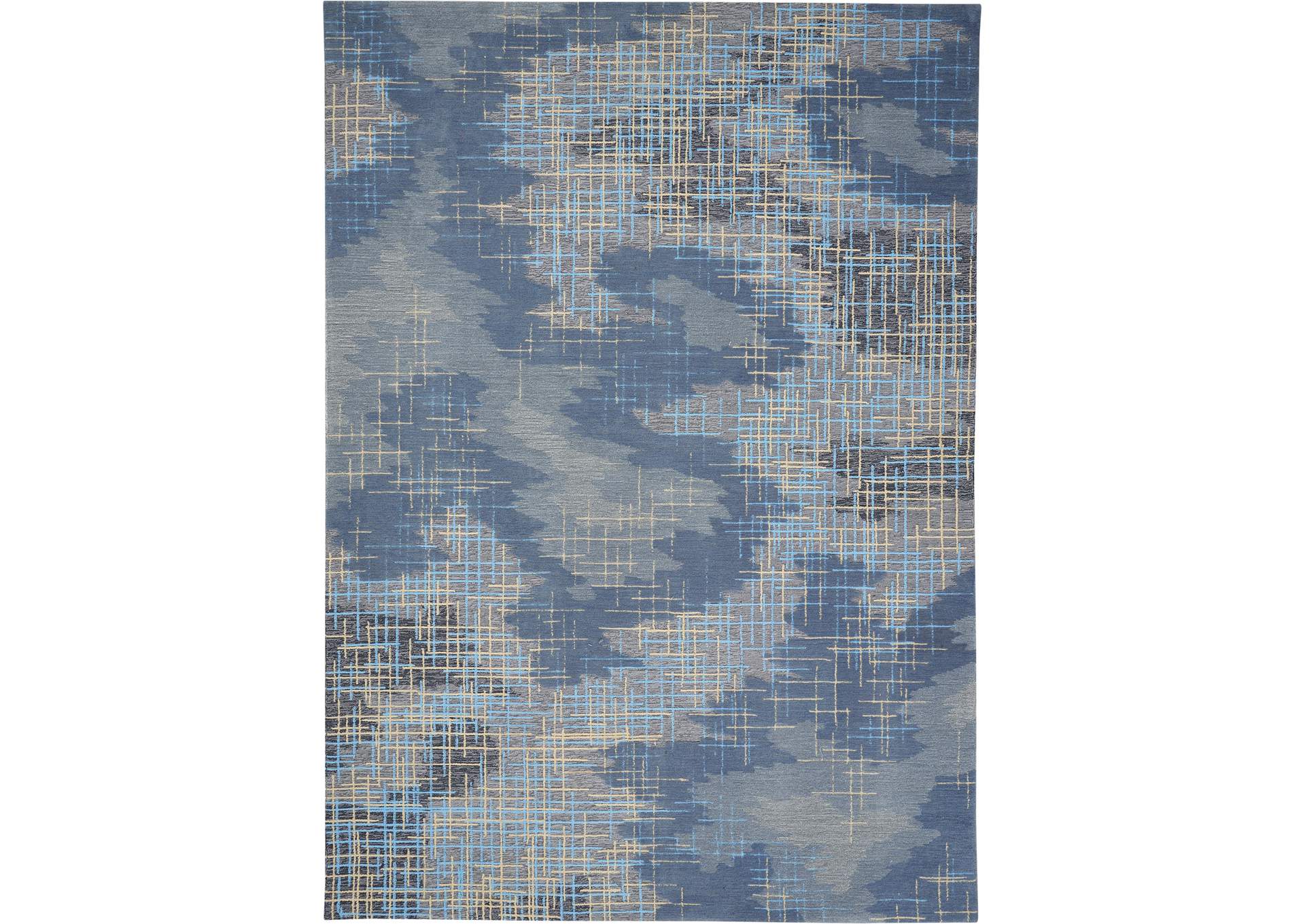 Nourison Symmetry SMM08 Slate Blue and Grey 9'x12' Oversized Textured Rug,Nourison