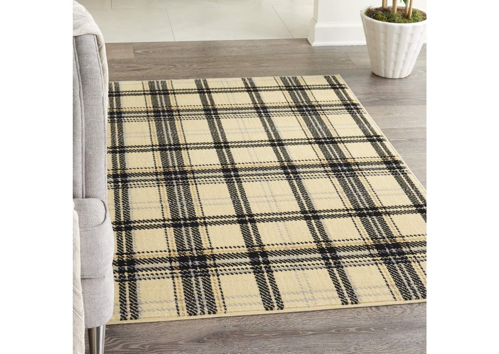 Nourison Grafix GRF03 Black and White 4'x6' Area Rug,Nourison