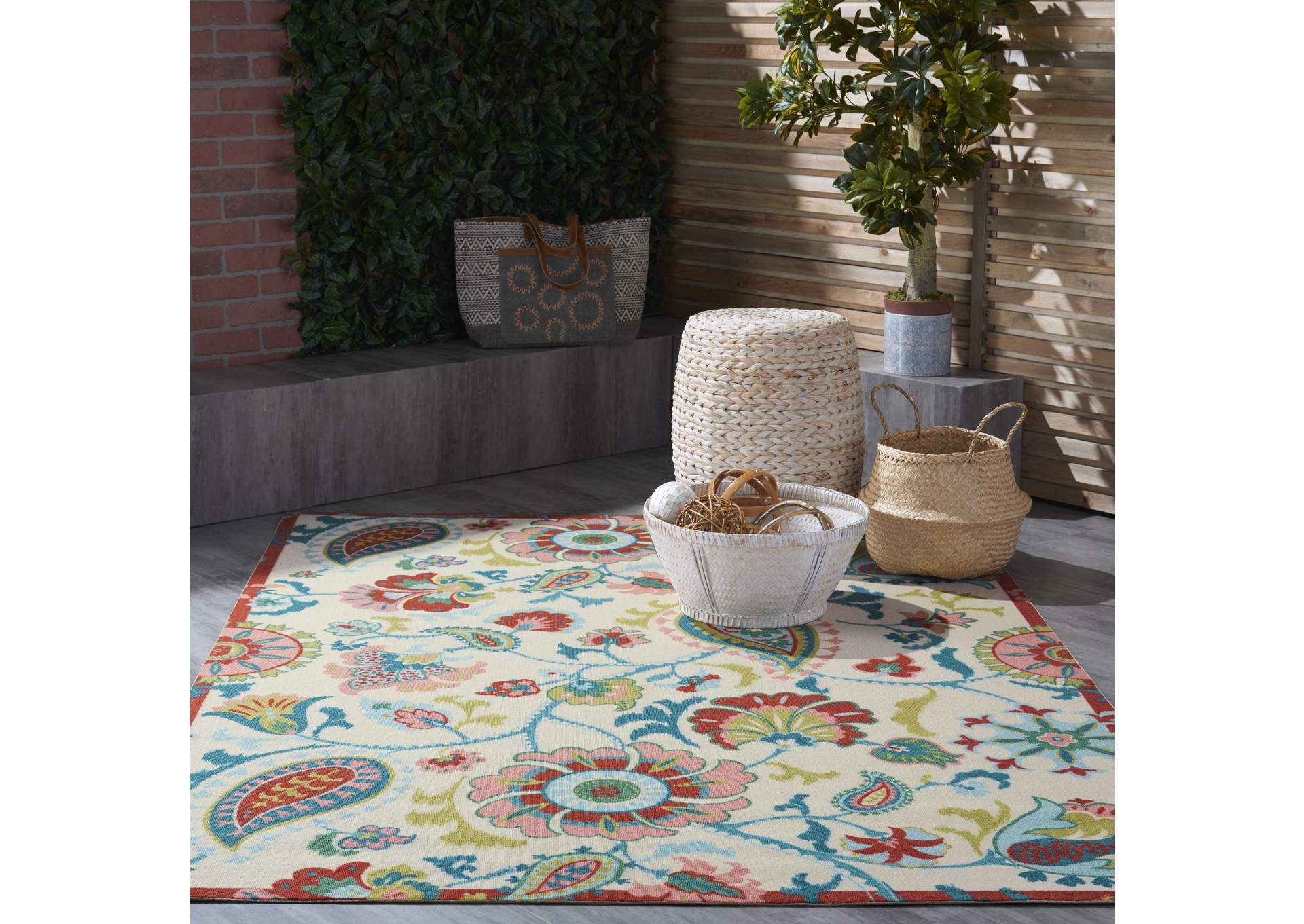 Waverly Sun N Shade SND73 Multicolor 5'x8' Beach Area Rug,Nourison