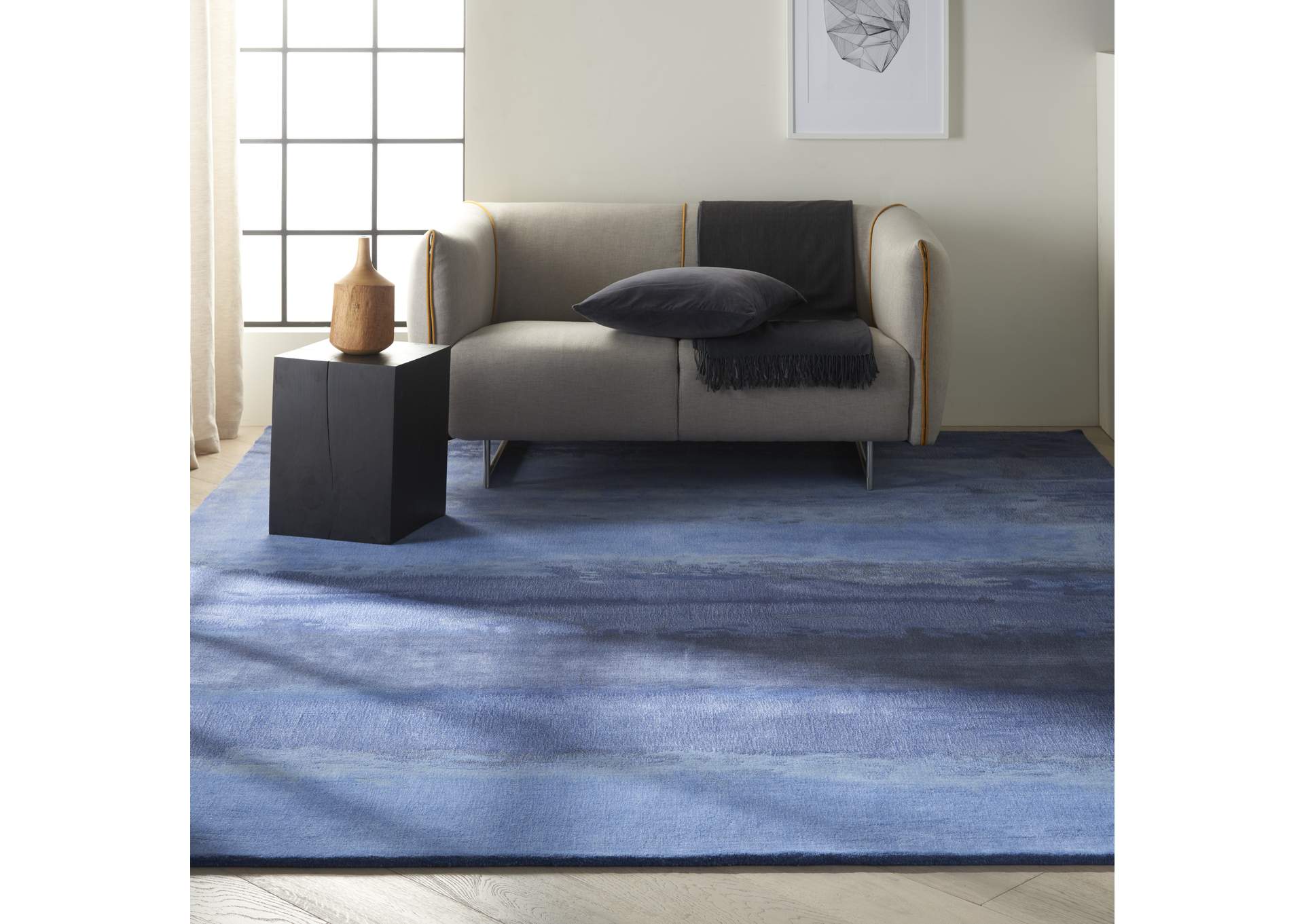 Calvin Klein Home Luster Wash SW18 Blue 8'x11' Rug,Nourison