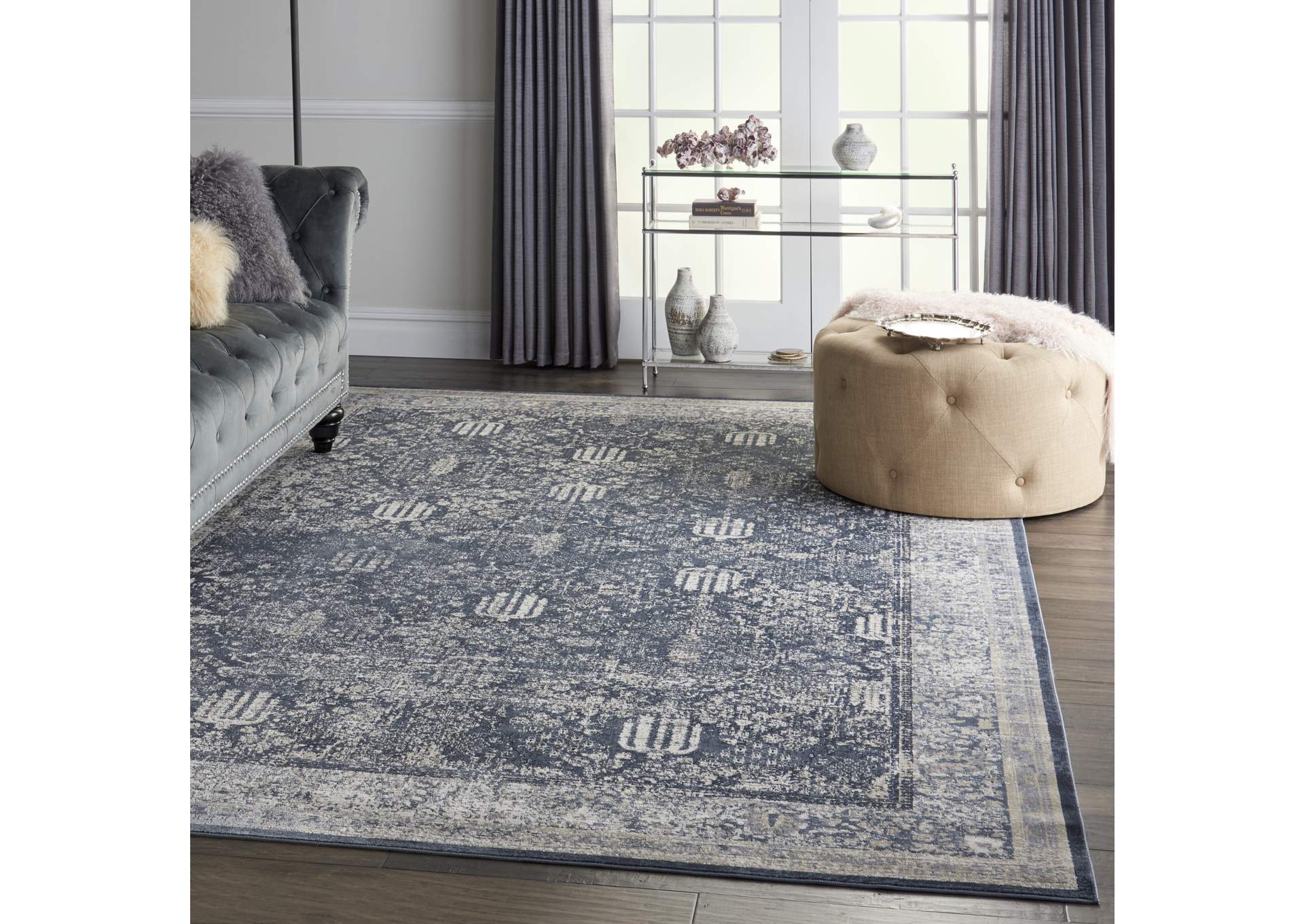 Malta by kathy ireland Home MAI12 Navy/Ivory 8'x11' Area Rug,Nourison