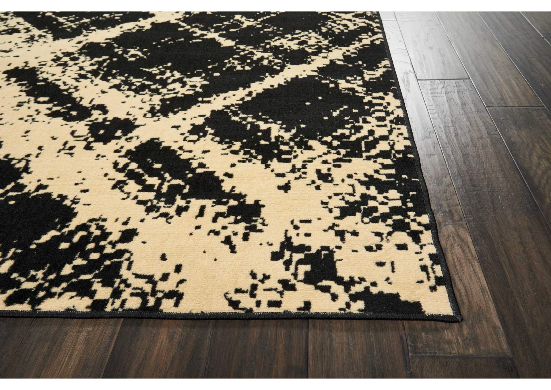 Nourison Grafix GRF01 Black and White 8'x10' Large Rug,Nourison
