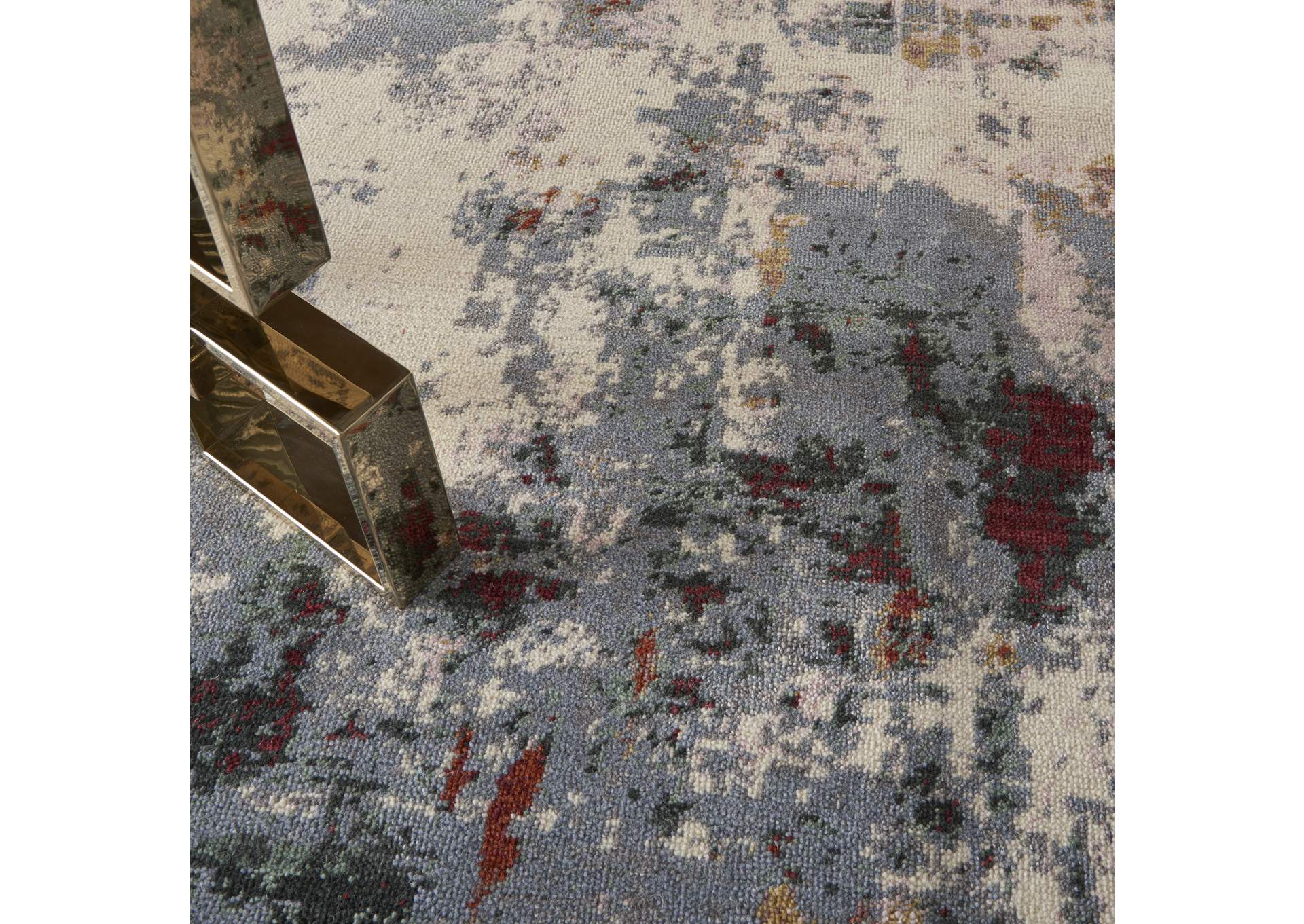 Nourison Artworks ATW01 Grey and Red 8'x10' Abstract Area Rug,Nourison