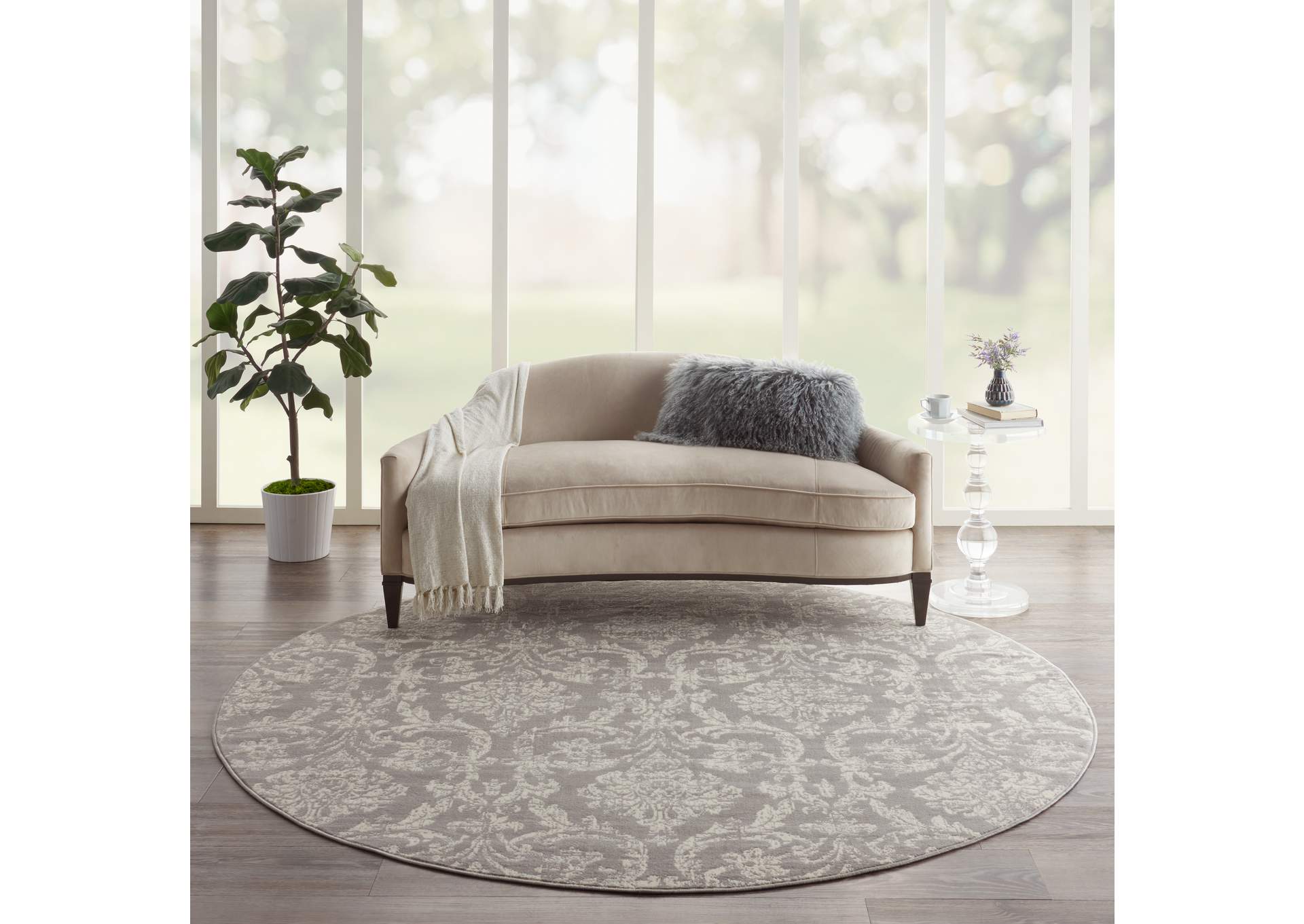 Nourison Jubilant 8' Round Grey Area Rug,Nourison