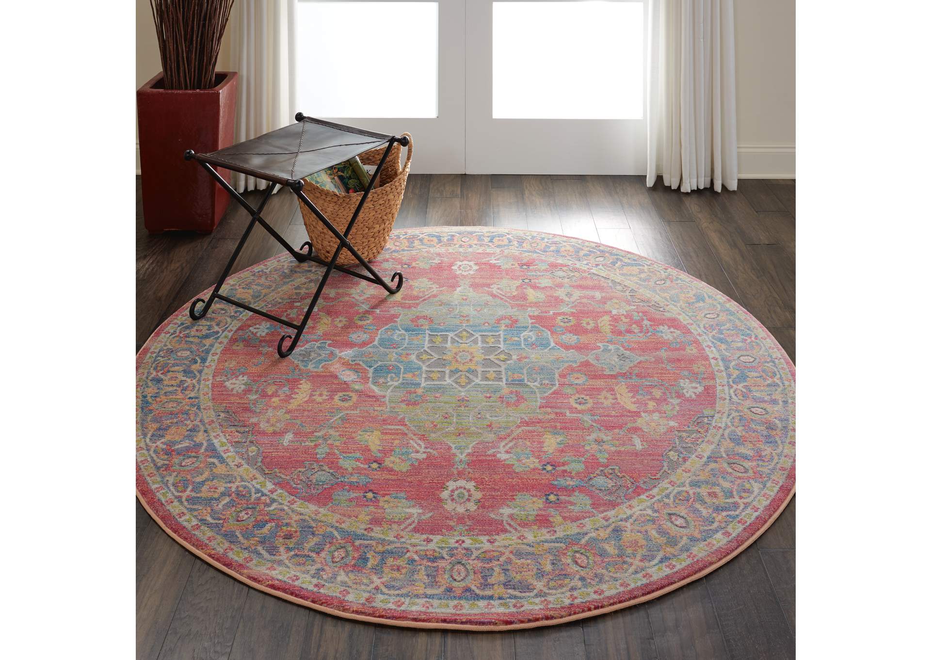 Nourison Ankara Global ANR01 Multicolor 4' Round Persian Area Rug,Nourison