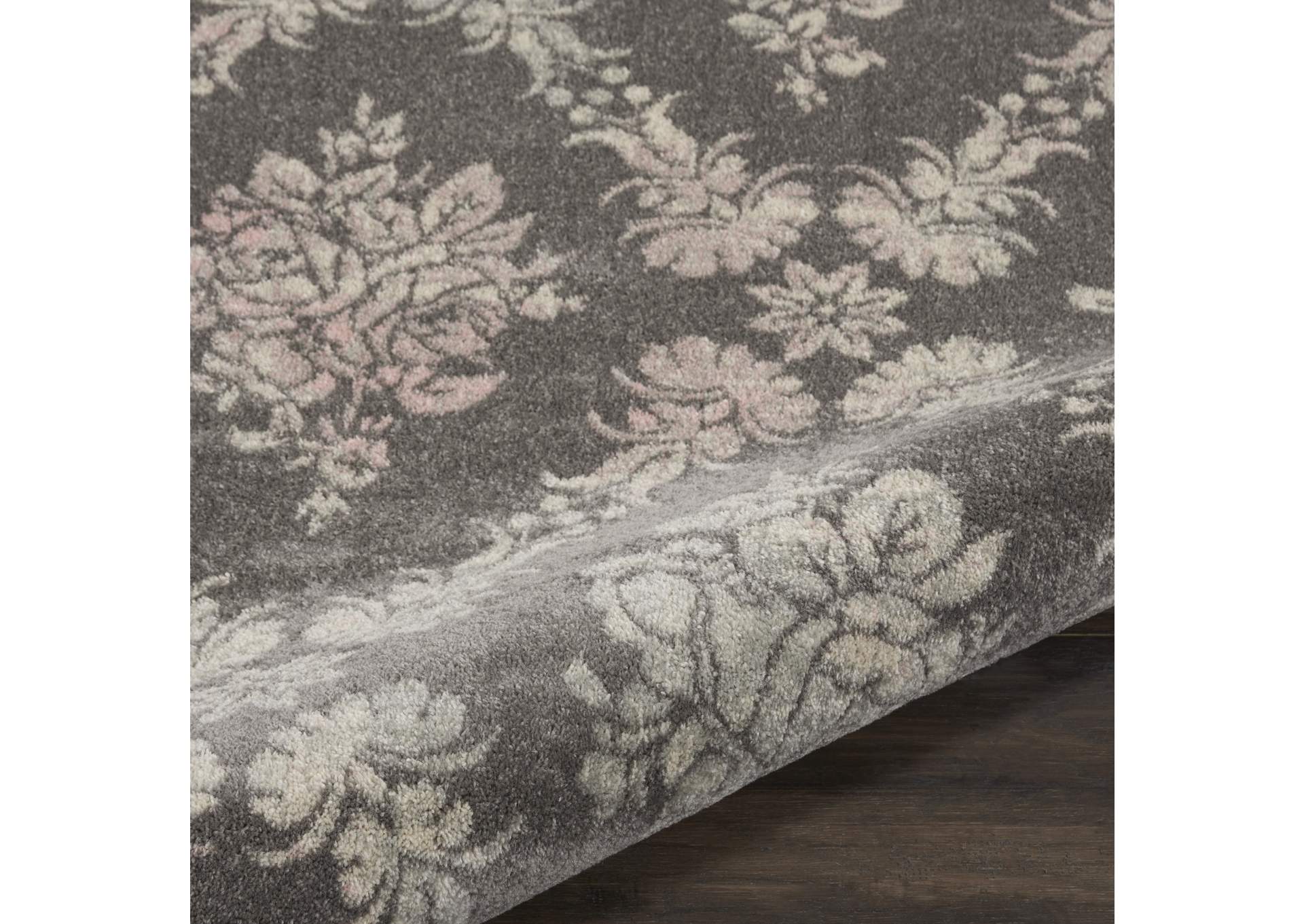 Nourison Tranquil TRA09 Pink and Grey 5' Round Vintage Area Rug,Nourison