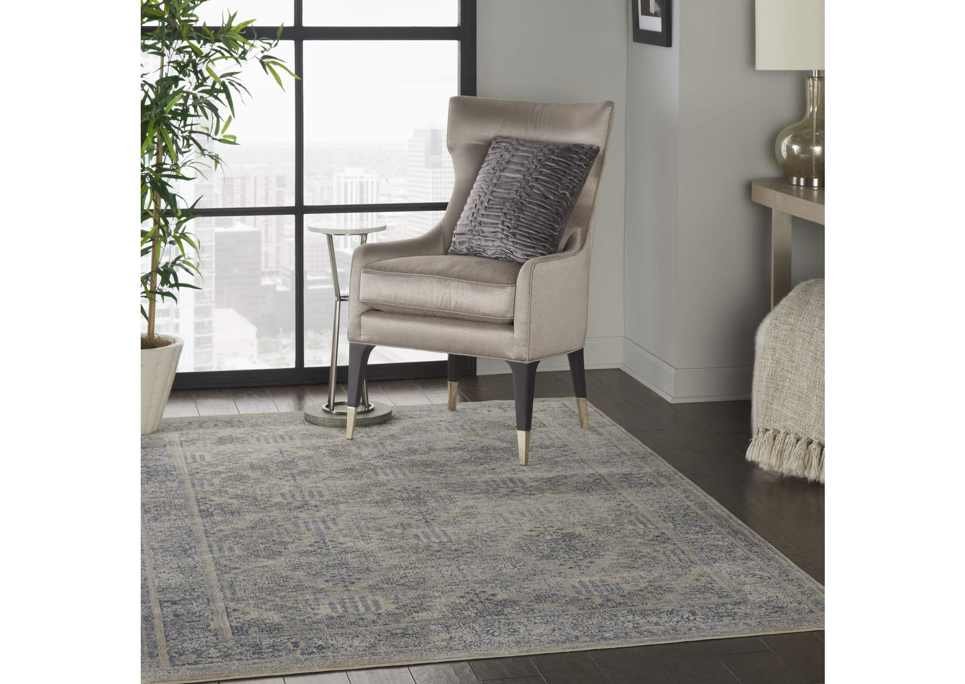 Malta by kathy ireland Home MAI12 Ivory/Blue 4'x6' Area Rug,Nourison