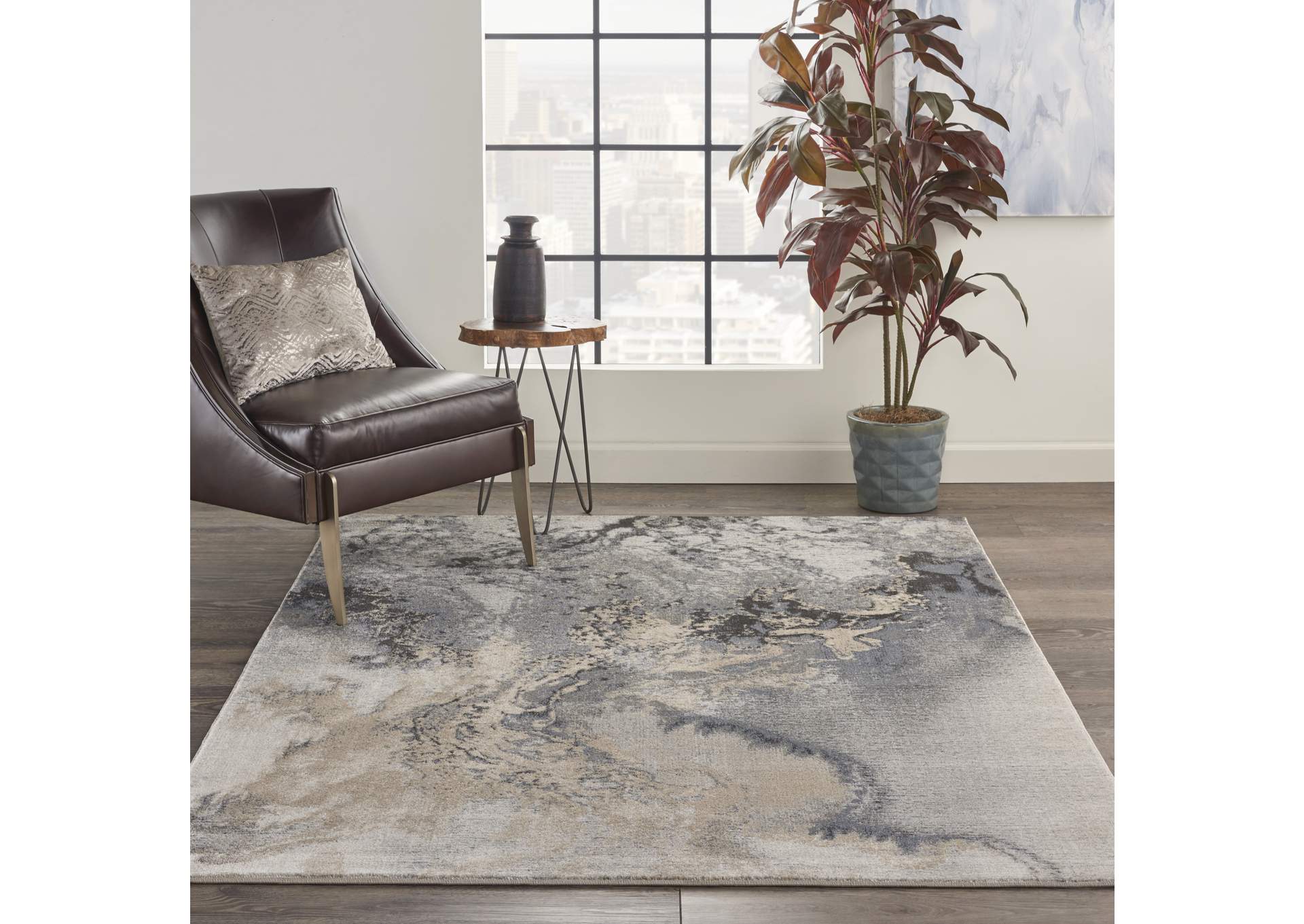 Nourison Maxell MAE08 Grey 5'x7' Area Rug,Nourison