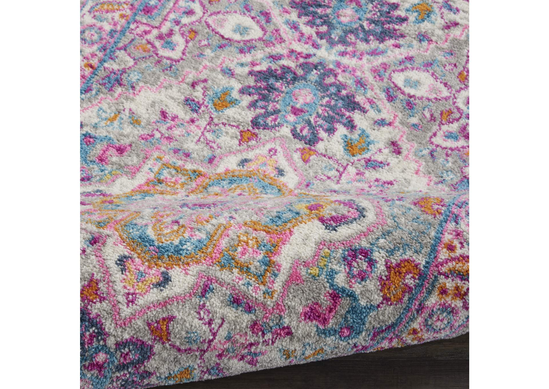 Nourison Passion PSN20 Grey and Pink 6' Runner Hallway Rug,Nourison
