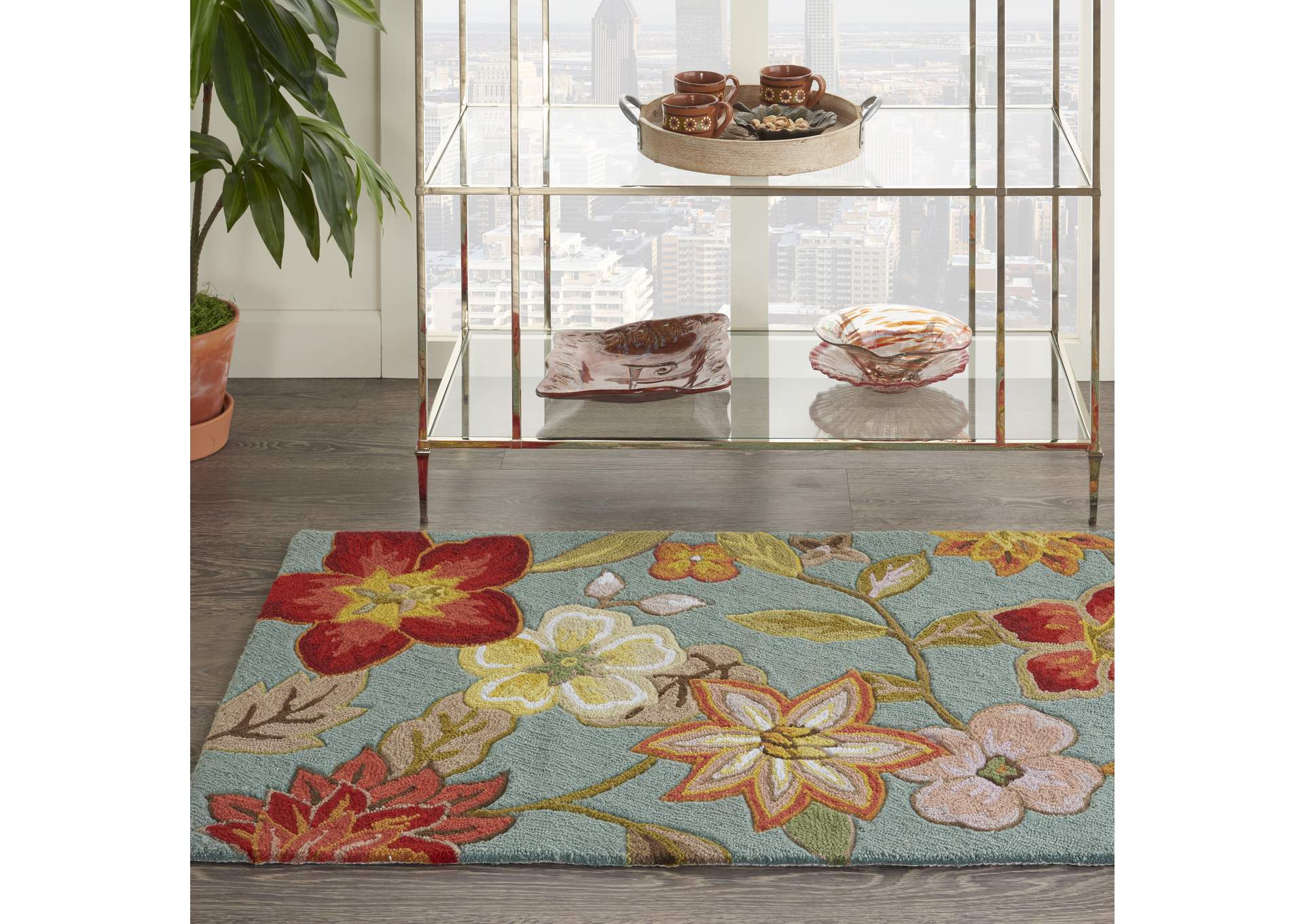 Nourison Fantasy FA18 Blue 3'x5' Area Rug,Nourison