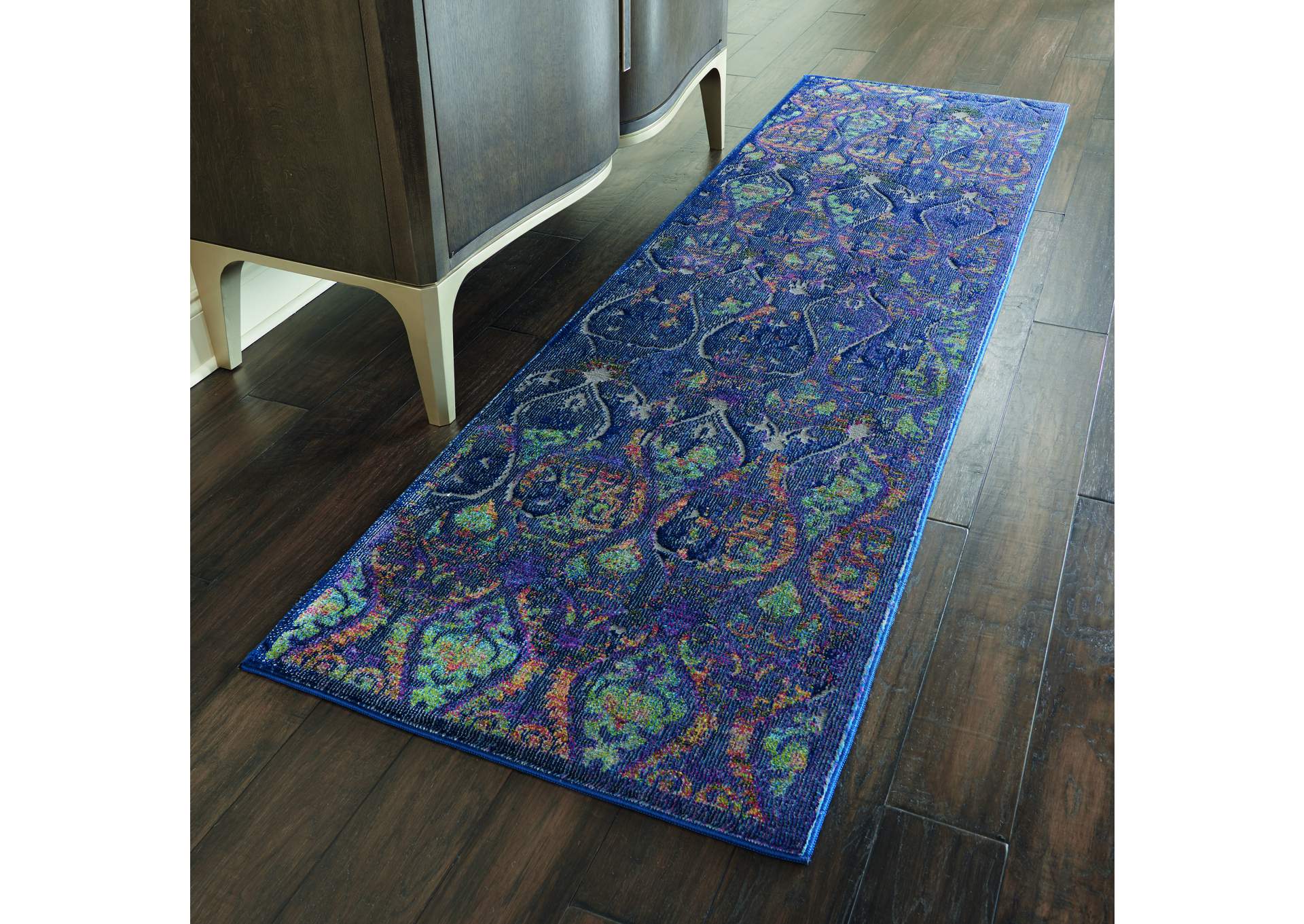 Nourison Ankara Global ANR08 Navy Blue Multicolor 6' Runner Low-pile Hallway Rug,Nourison