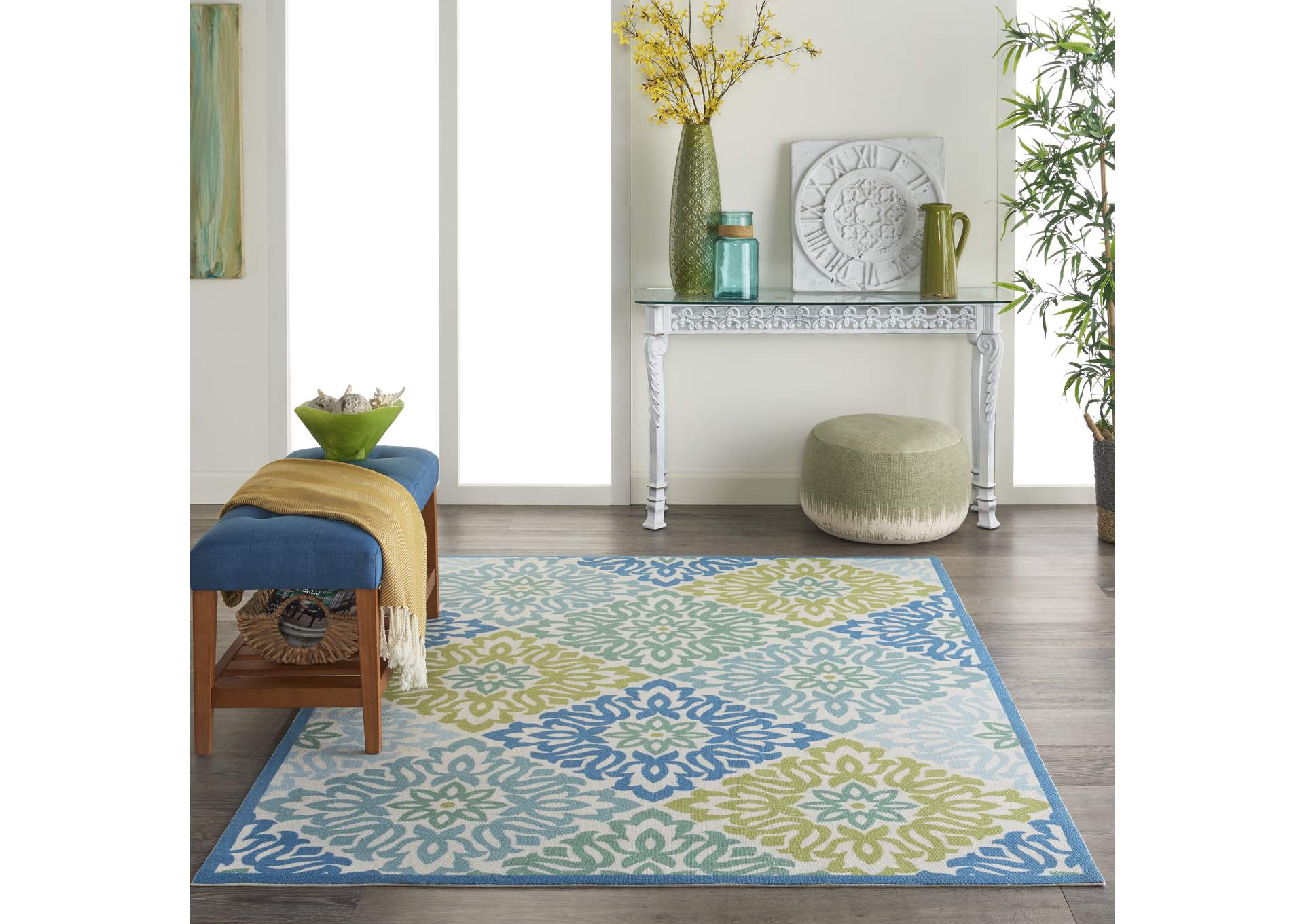 Waverly Sun N Shade SND23 Blue 5'x8' Area Rug,Nourison