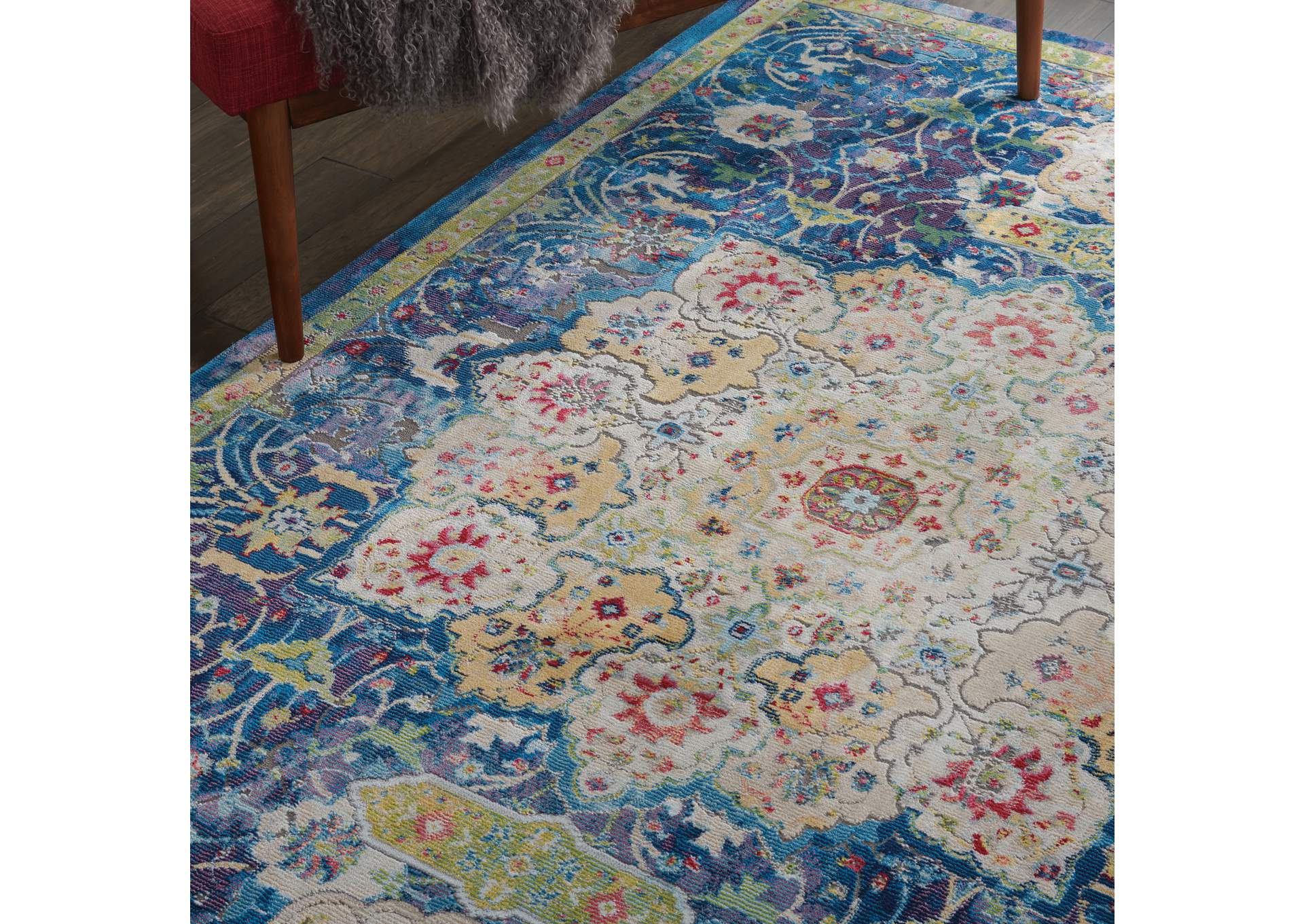 Nourison Ankara Global ANR03 Blue 5'x8' Oushak Area Rug,Nourison