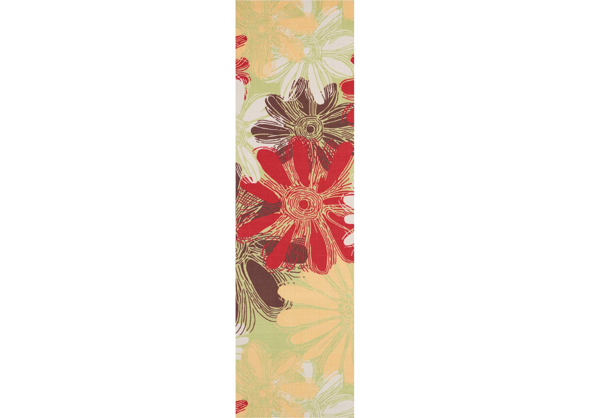 Nourison Home & Garden RS022 Green 8' Runner Hallway Rug,Nourison