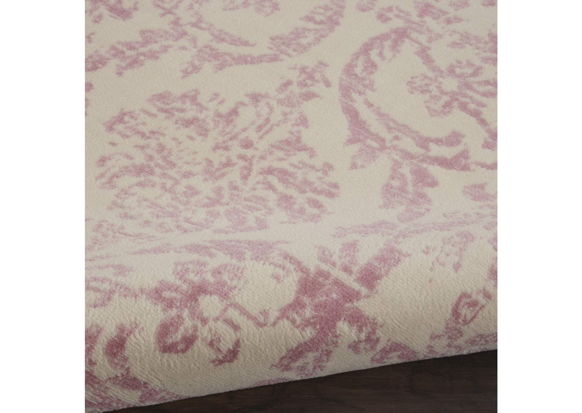 Nourison Jubilant 8' Round White and Pink Area Rug,Nourison