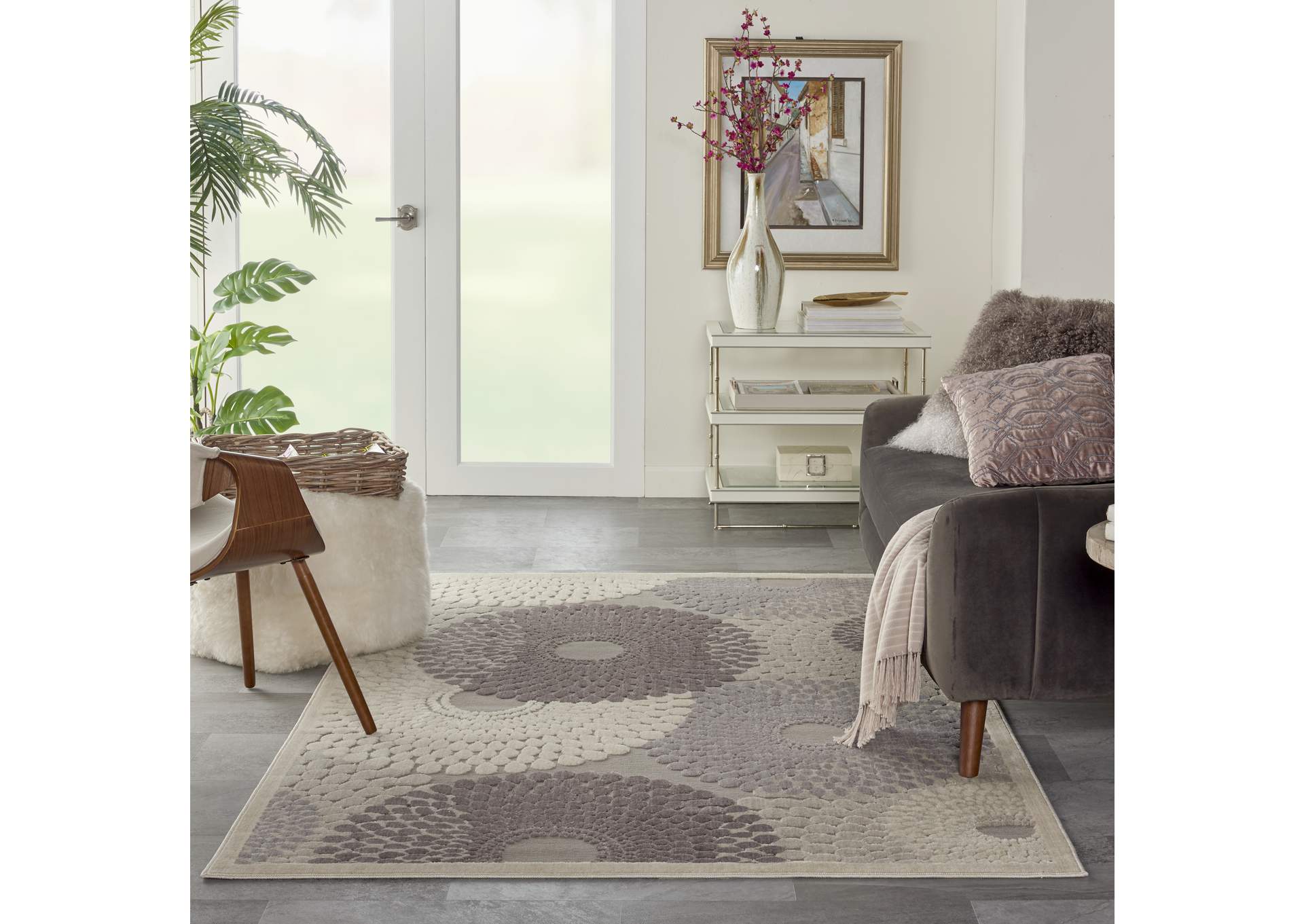 Nourison Graphic Illusions GIL04 Grey 4'x6' Area Rug,Nourison