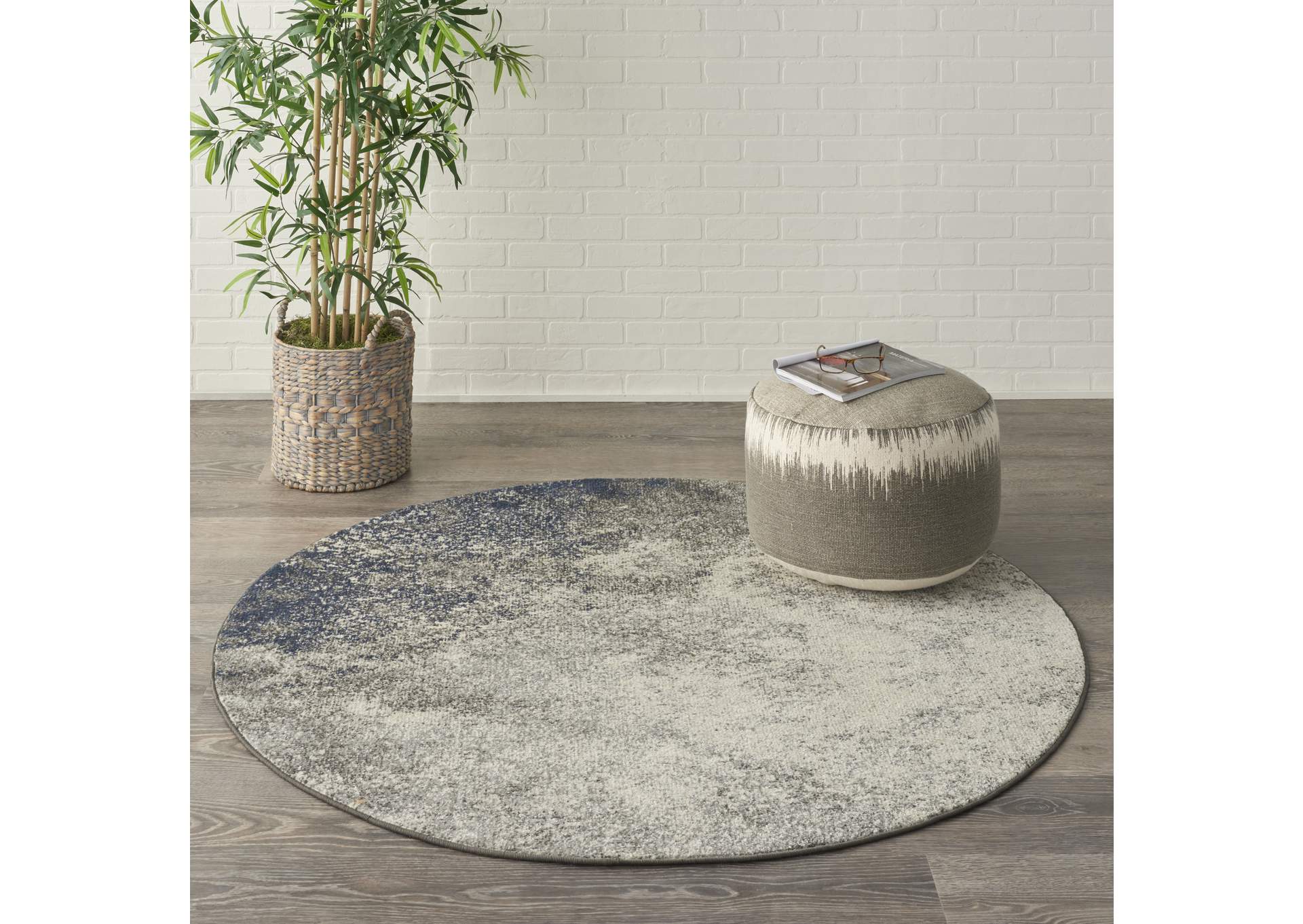 Nourison Passion 4' Round Charcoal and Ivory Area Rug,Nourison