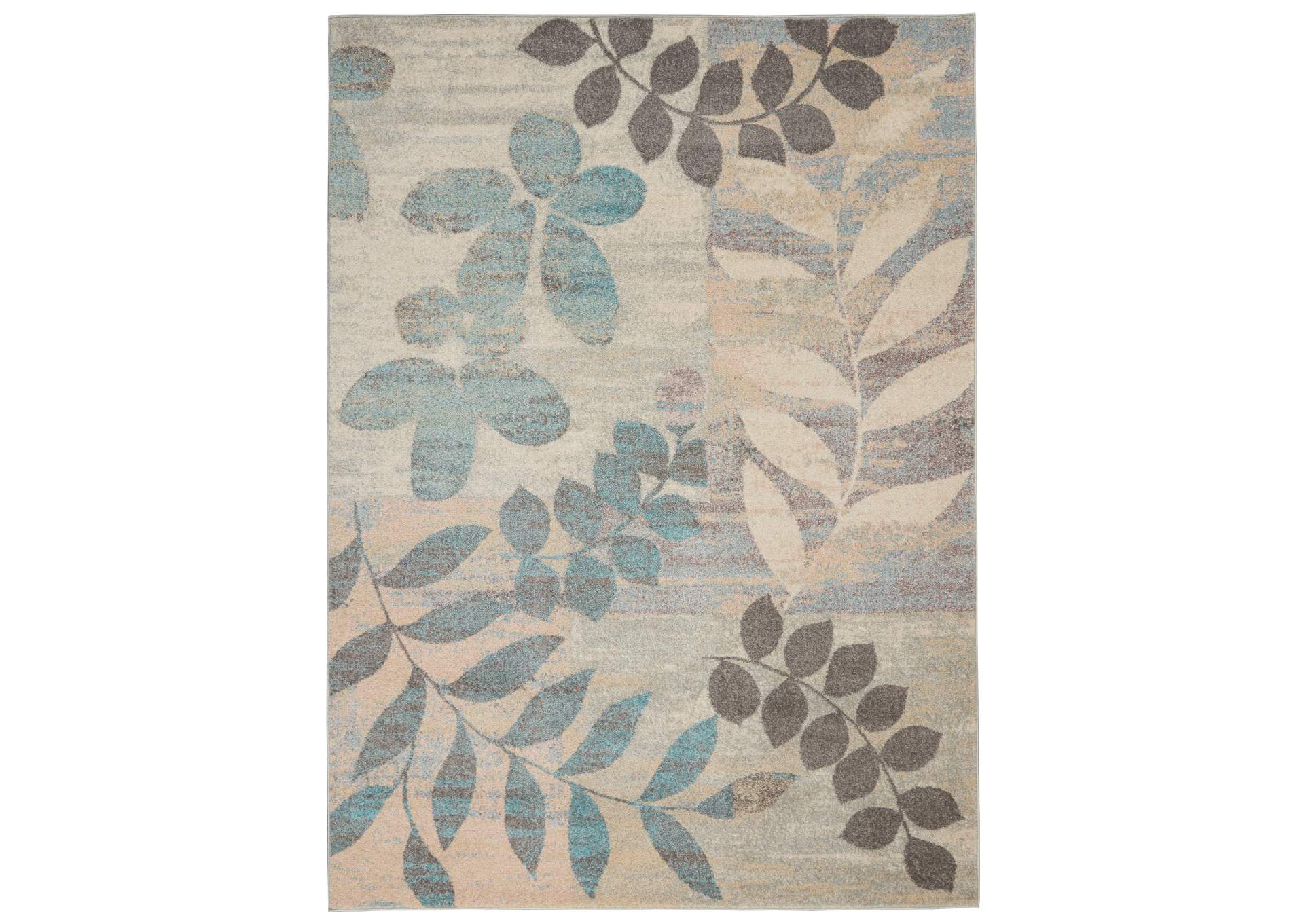 Nourison Tranquil 4' x 6' White and Blue Farmhouse Area Rug,Nourison