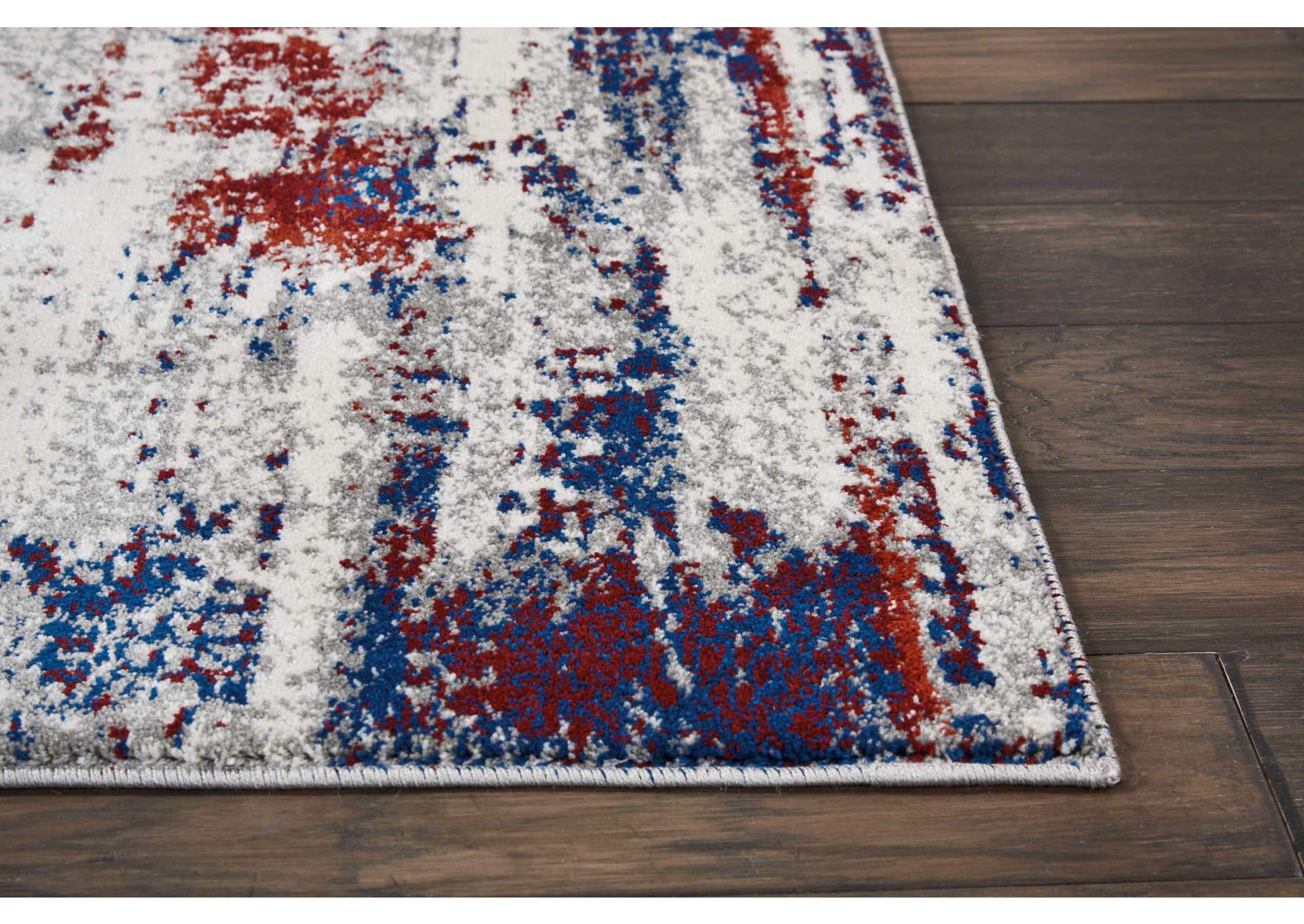Nourison Maxell MAE15 Red and Blue 8' Runner Hallway Rug,Nourison