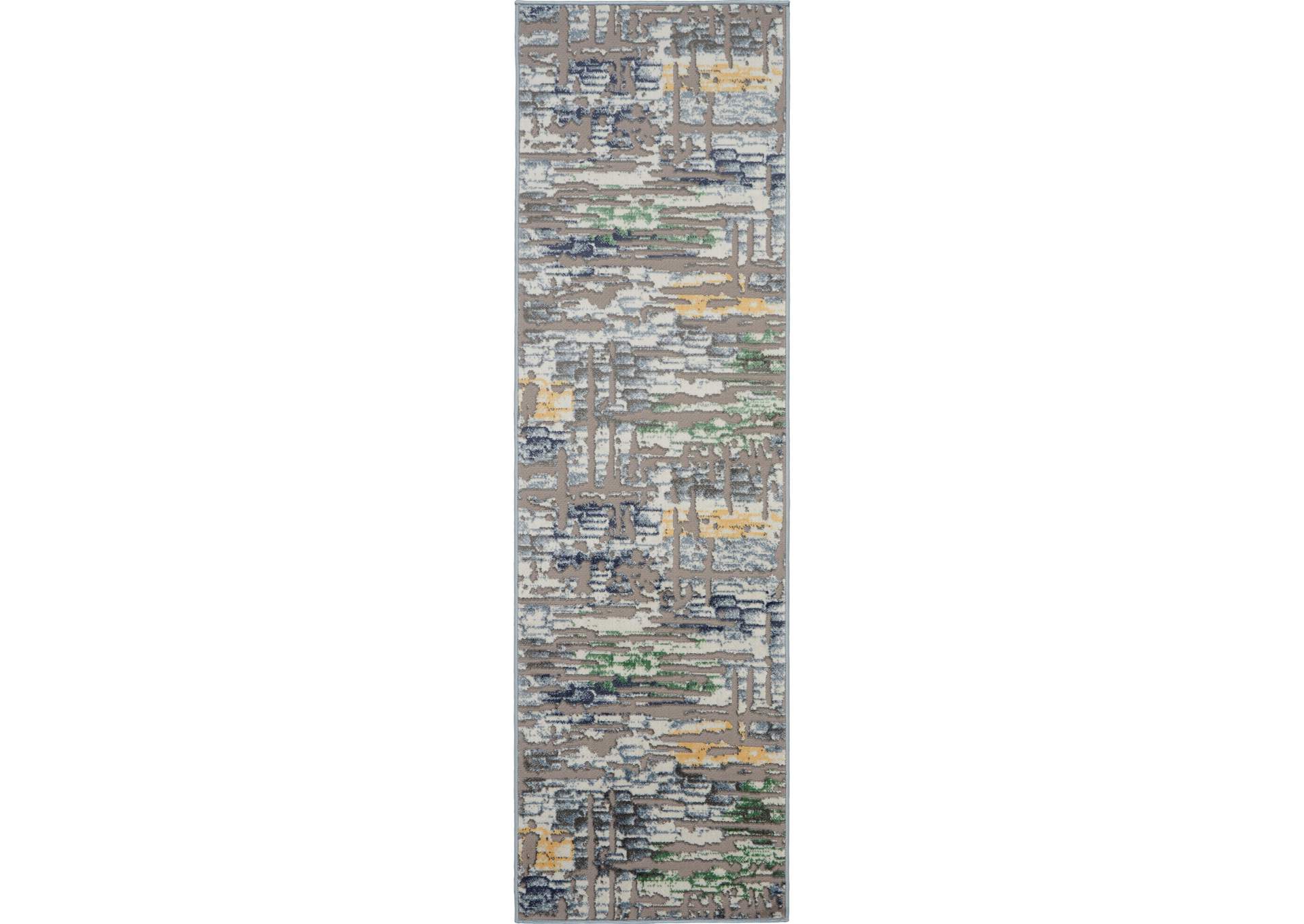 Nourison Urban Chic URC01 Grey Multicolor 7' Runner Hallway Rug,Nourison