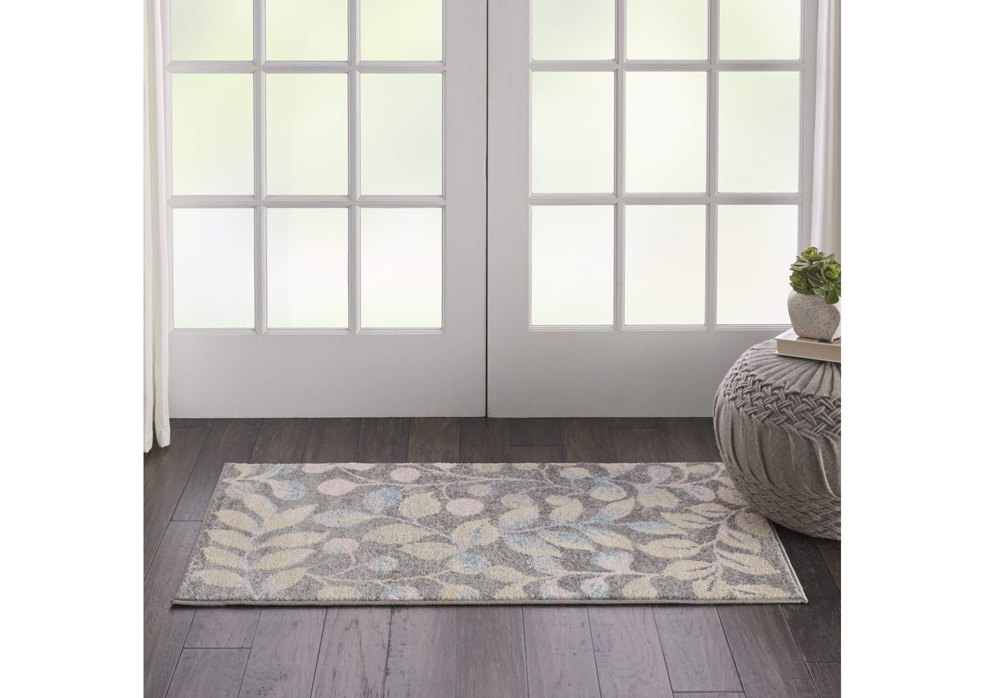 Nourison Tranquil 2'x4' Beige and Grey Botanical Small Rug,Nourison