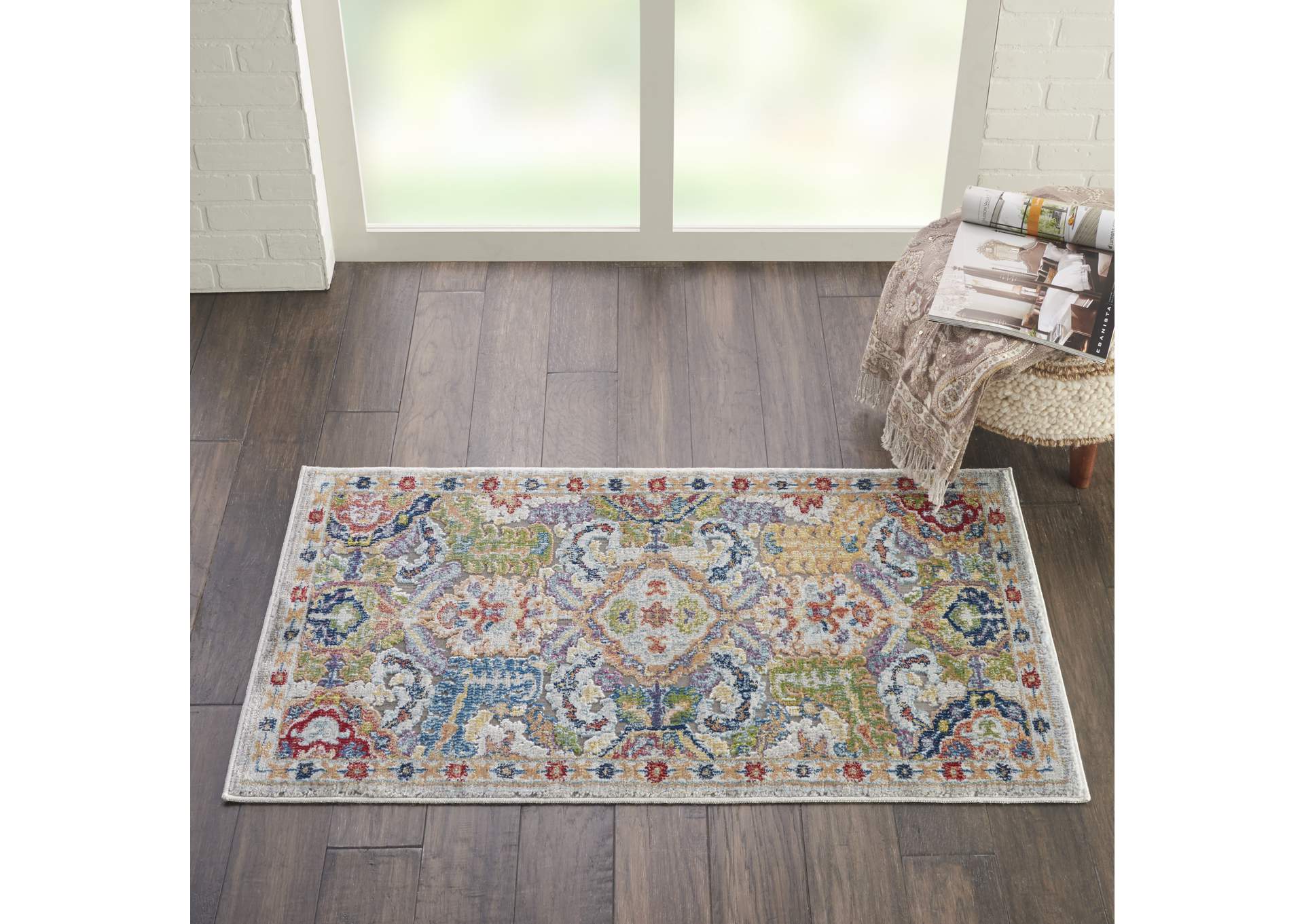 Nourison Ankara Global ANR12 Grey Multicolor Persian Area Rug,Nourison