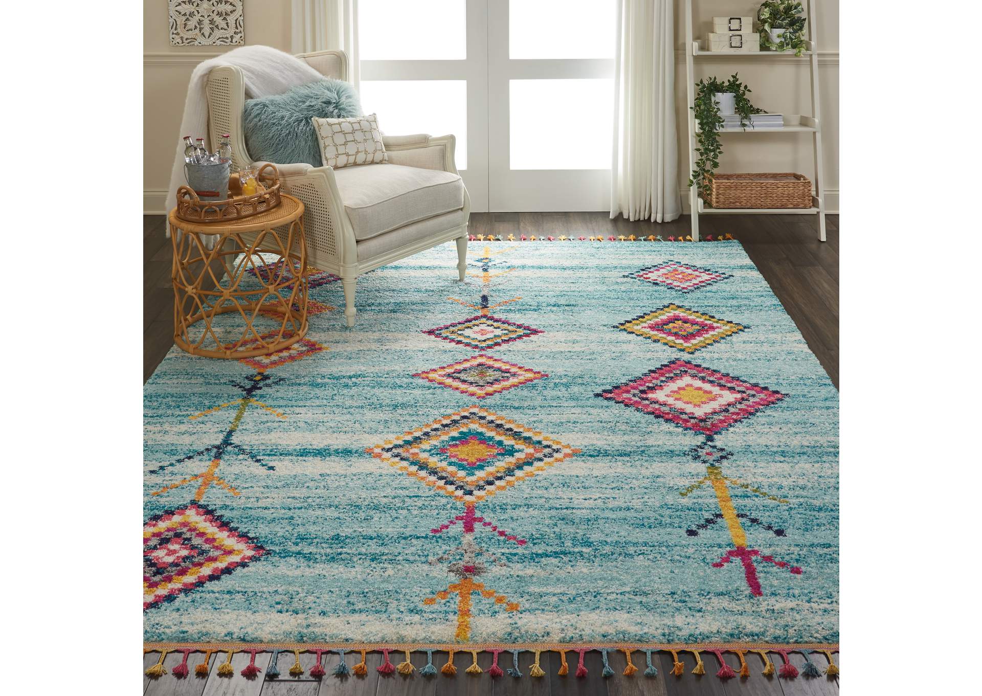 Nourison Nomad NMD04 Aqua Multicolor 8'x11' Oversized Rug,Nourison