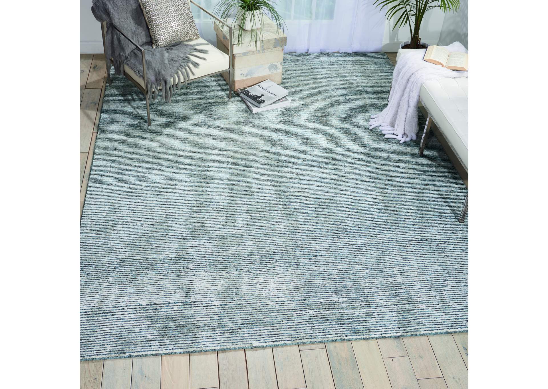 Nourison Ellora ELL03 Slate Grey 8'x10' Large Handmade Rug,Nourison