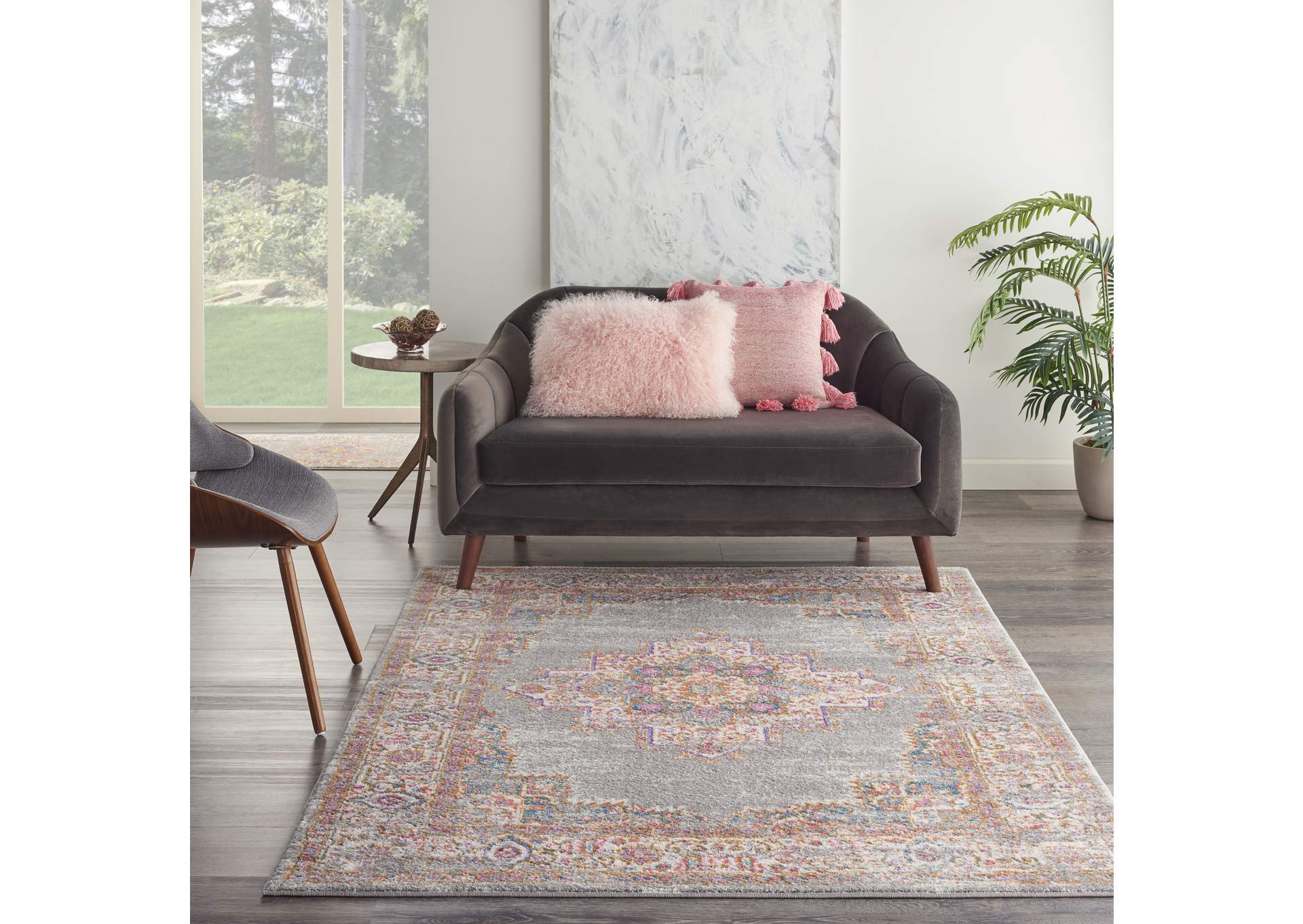 Nourison Passion PSN03 Grey 5'x7' Vintage Area Rug,Nourison