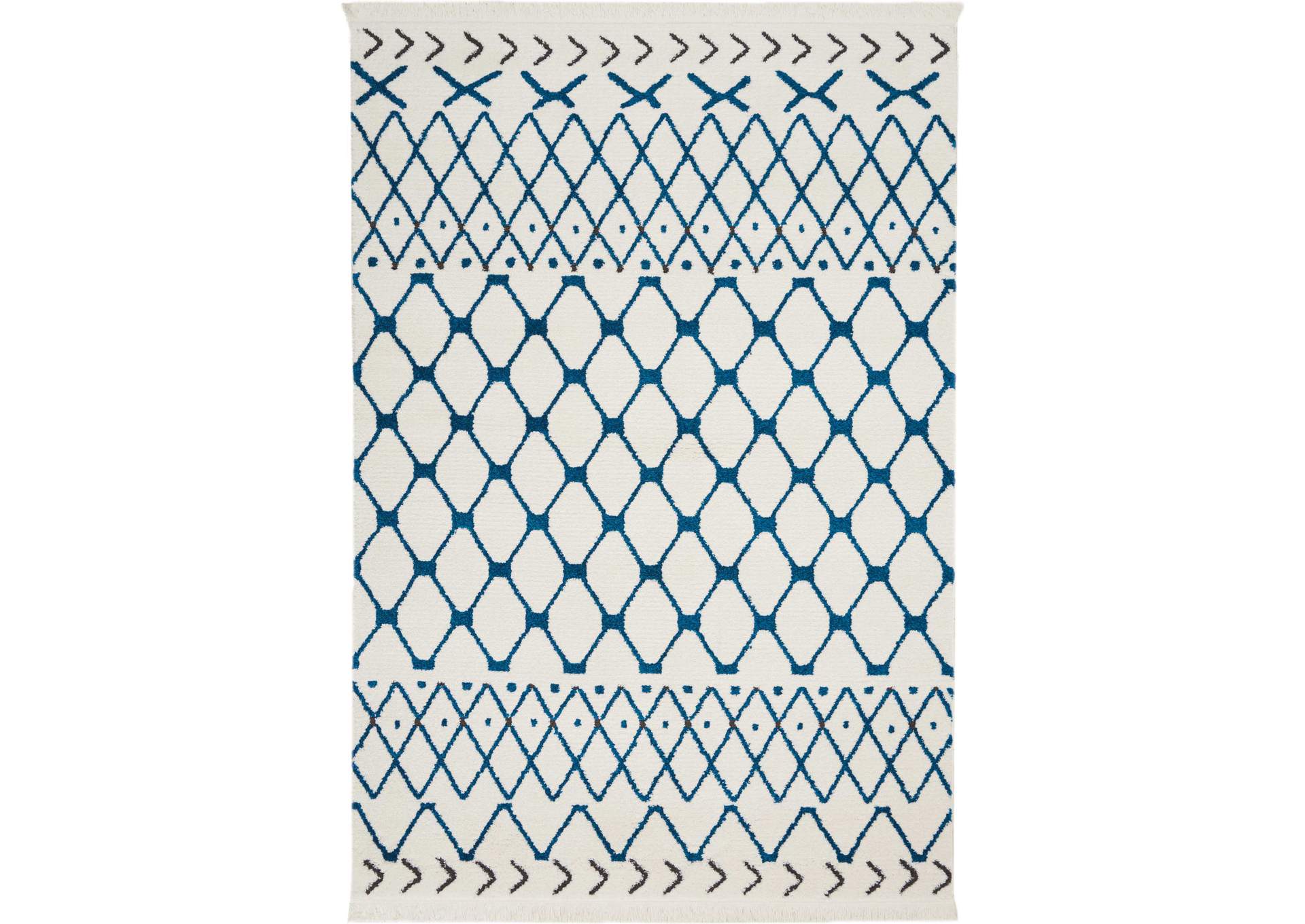 Nourison Kamala DS500 White and Blue 5'x7' Area Rug,Nourison